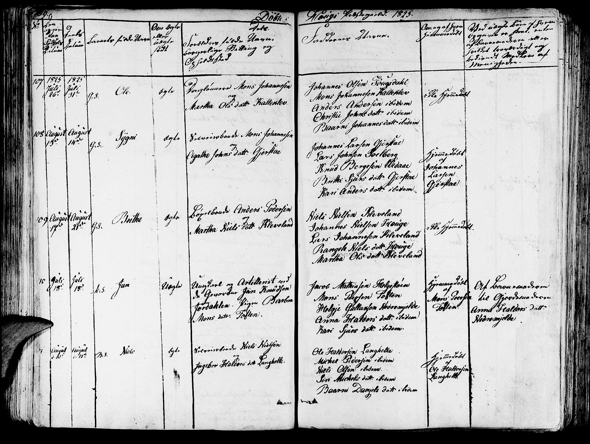 Haus sokneprestembete, AV/SAB-A-75601/H/Haa: Parish register (official) no. A 13, 1821-1827, p. 109