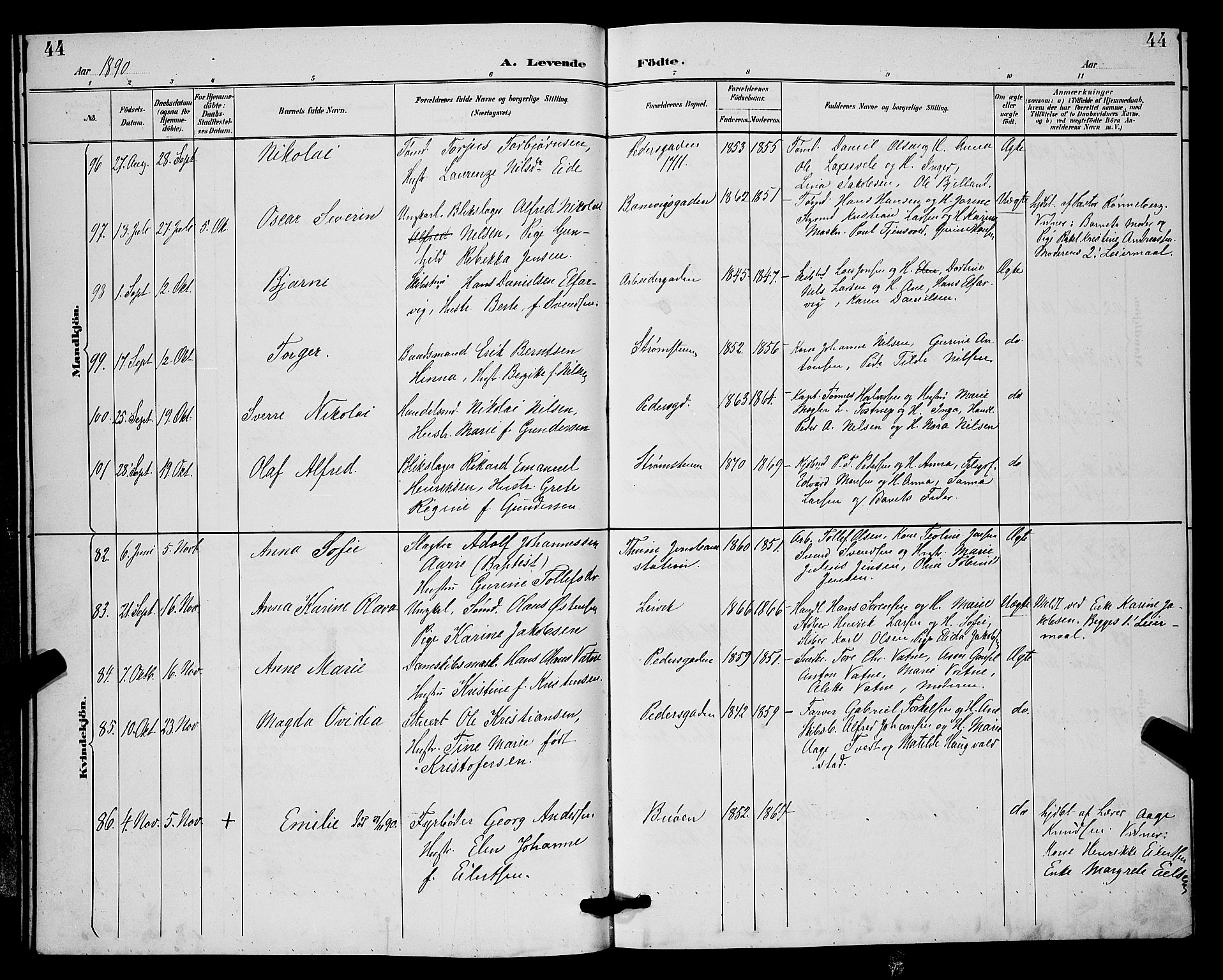 St. Johannes sokneprestkontor, AV/SAST-A-101814/001/30/30BB/L0002: Parish register (copy) no. B 2, 1888-1901, p. 44