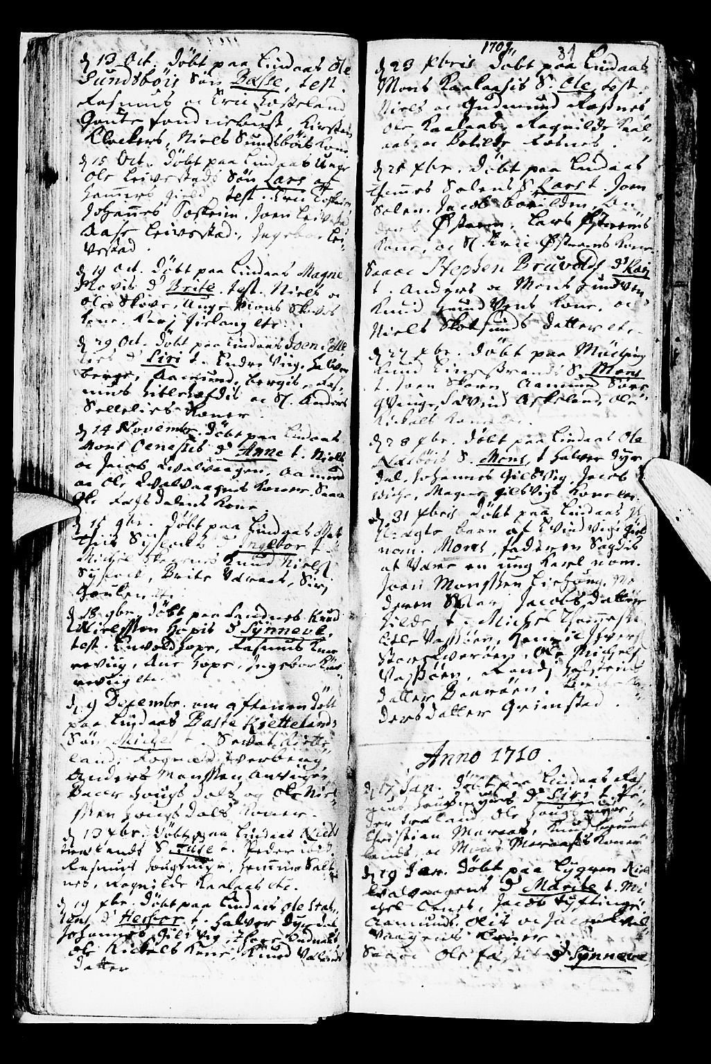 Lindås Sokneprestembete, SAB/A-76701/H/Haa: Parish register (official) no. A 1, 1699-1746, p. 31