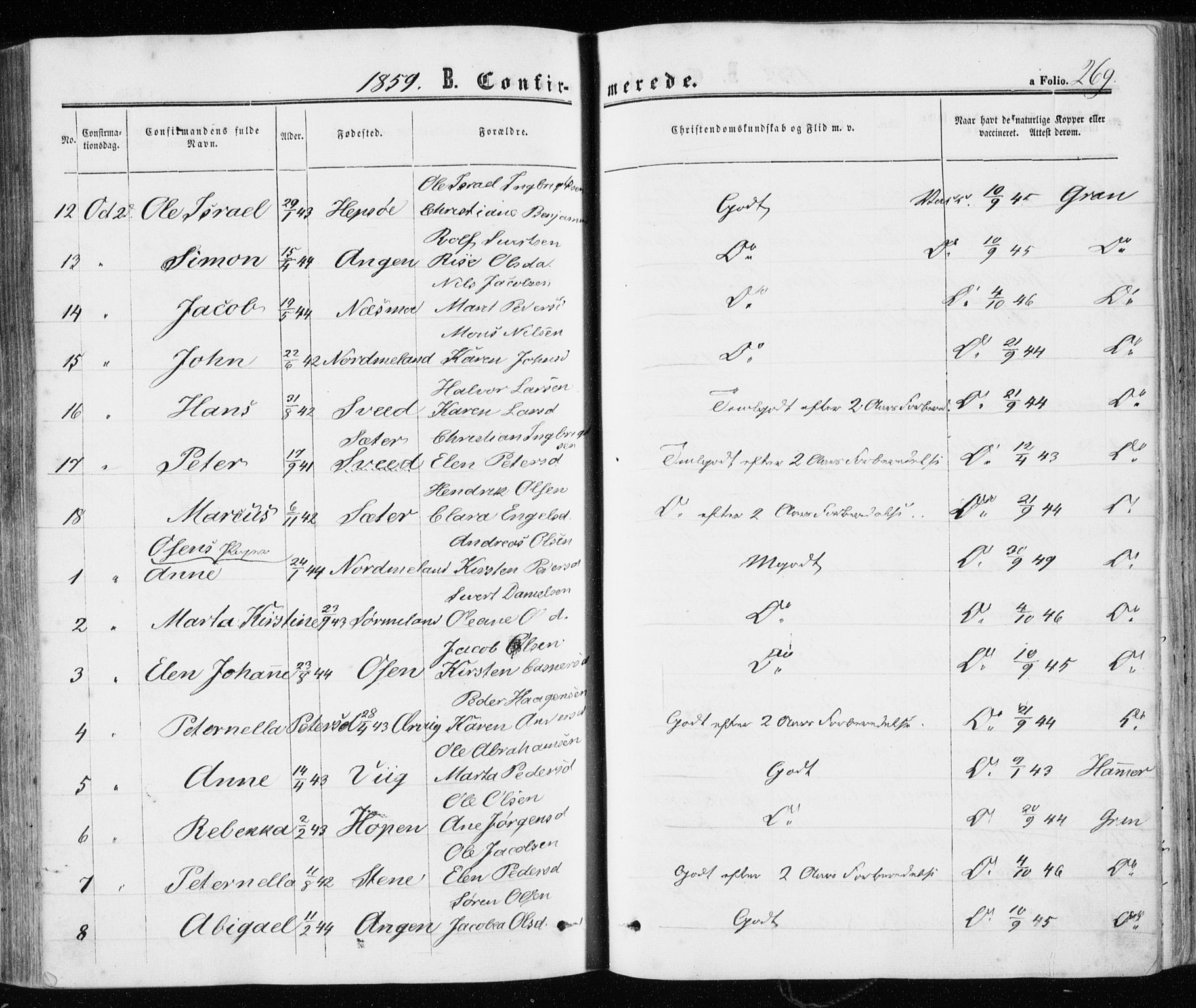 Ministerialprotokoller, klokkerbøker og fødselsregistre - Sør-Trøndelag, SAT/A-1456/657/L0705: Parish register (official) no. 657A06, 1858-1867, p. 269