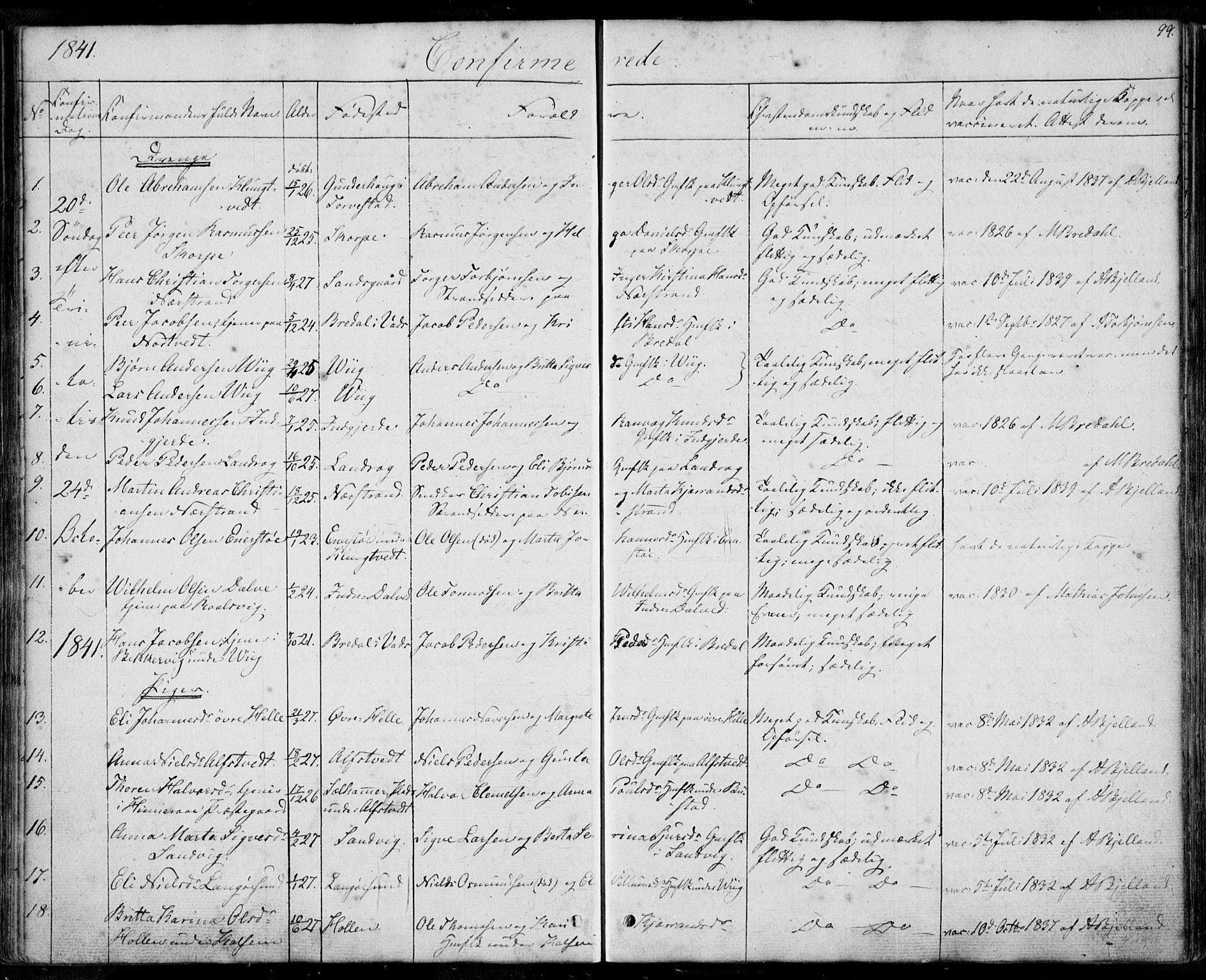 Nedstrand sokneprestkontor, SAST/A-101841/01/IV: Parish register (official) no. A 8, 1839-1860, p. 99