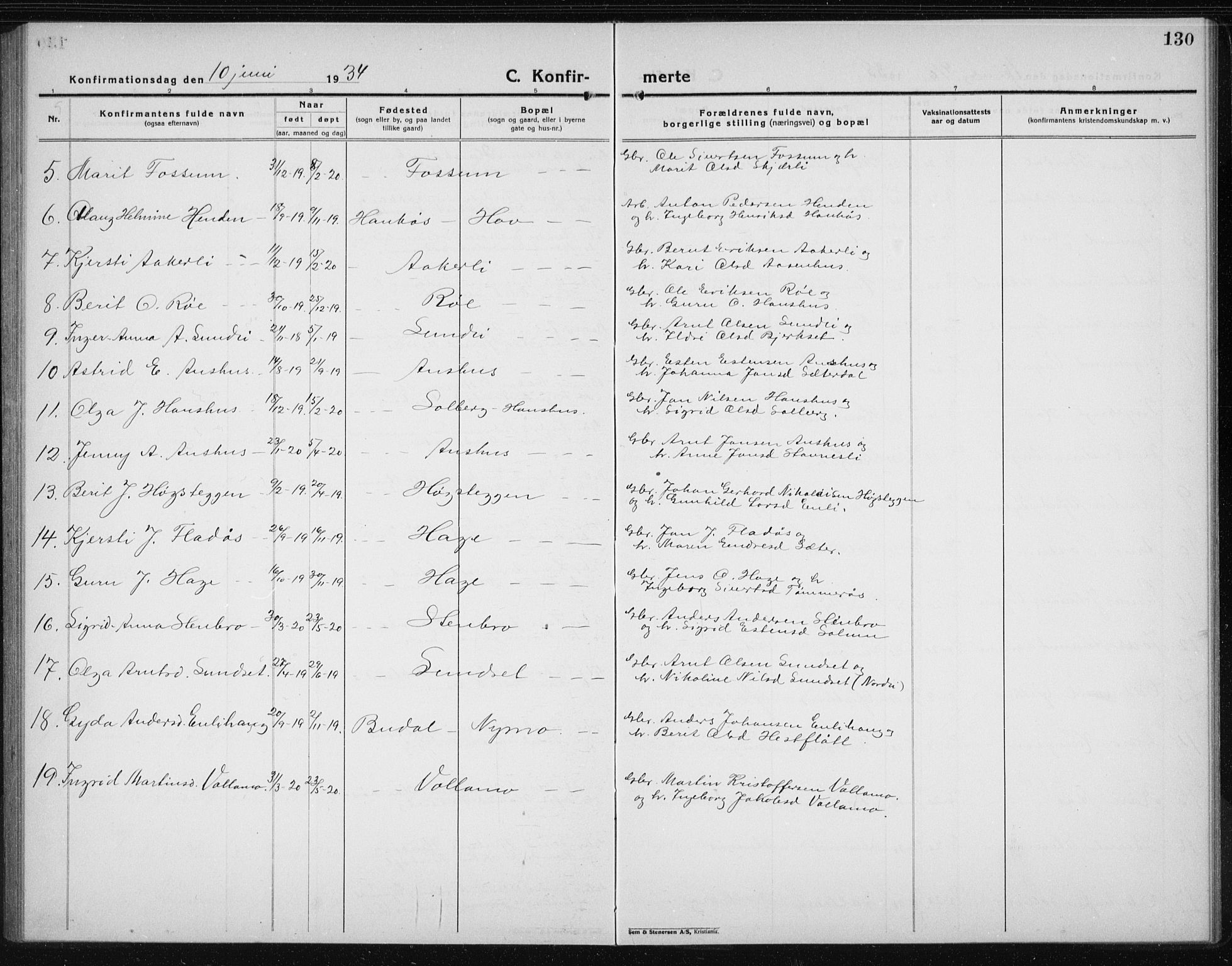 Ministerialprotokoller, klokkerbøker og fødselsregistre - Sør-Trøndelag, SAT/A-1456/689/L1045: Parish register (copy) no. 689C04, 1923-1940, p. 130