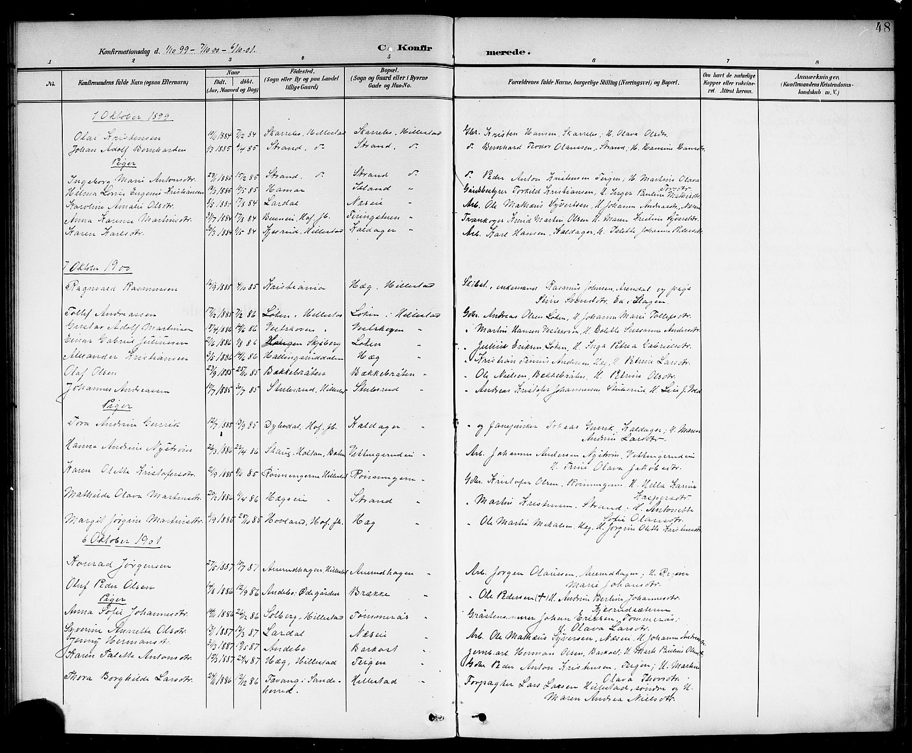 Botne kirkebøker, AV/SAKO-A-340/G/Gb/L0004: Parish register (copy) no. II 3, 1899-1917, p. 48