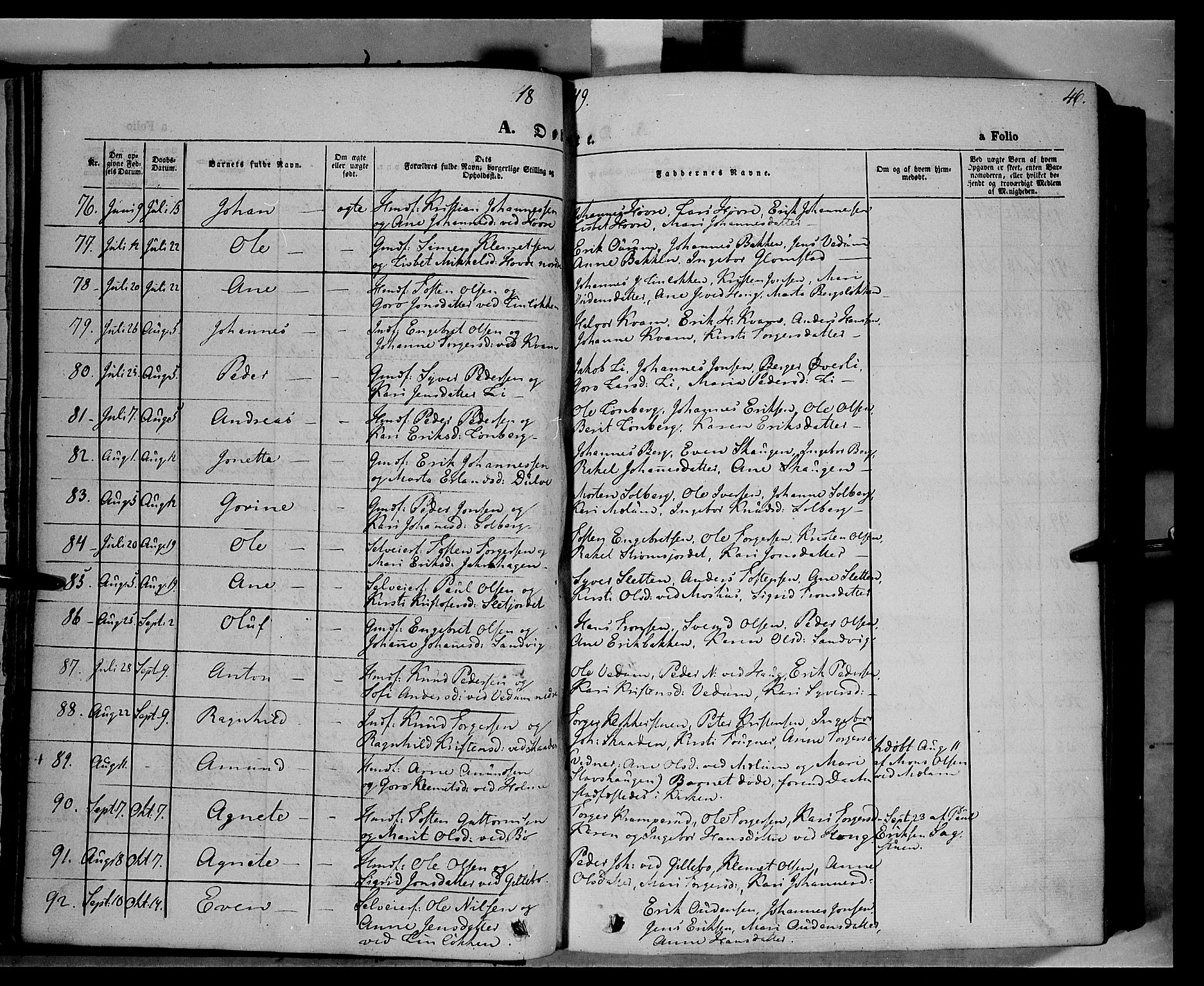 Øyer prestekontor, AV/SAH-PREST-084/H/Ha/Haa/L0005: Parish register (official) no. 5, 1842-1857, p. 46