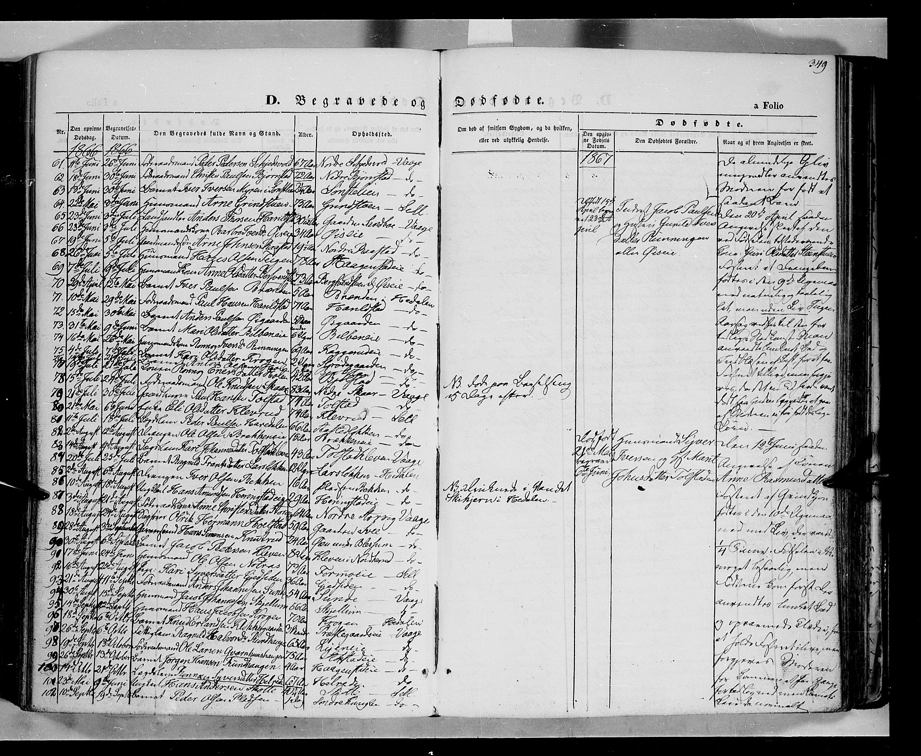 Vågå prestekontor, SAH/PREST-076/H/Ha/Haa/L0006: Parish register (official) no. 6 /1, 1856-1872, p. 349