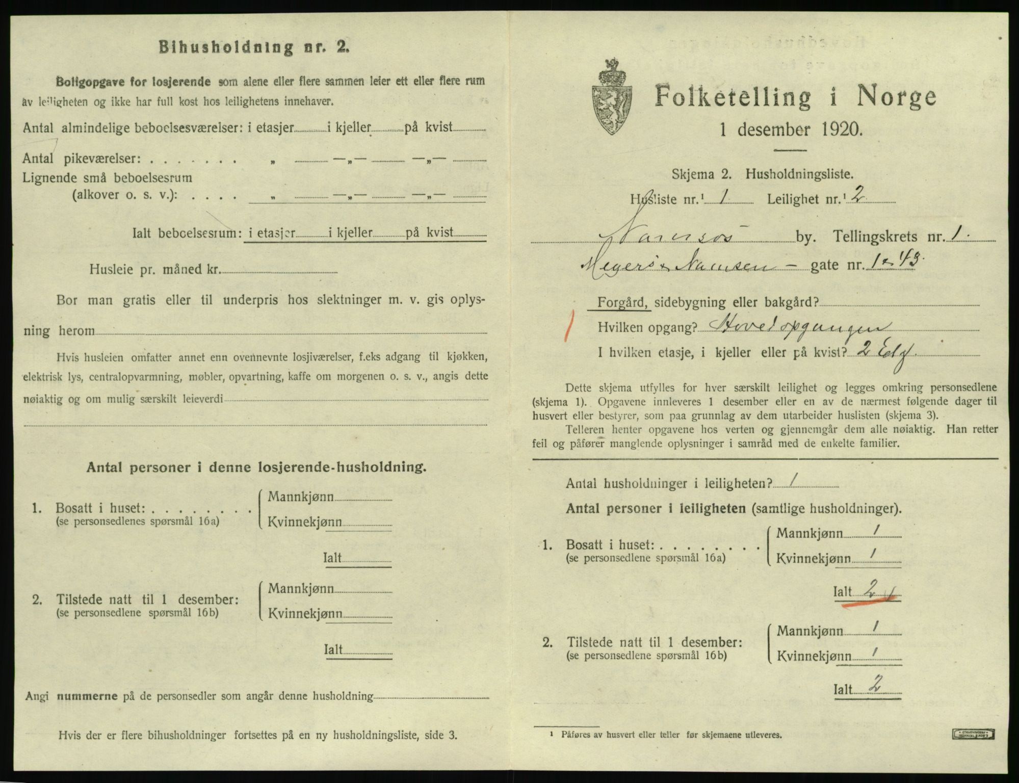 SAT, 1920 census for Namsos, 1920, p. 741