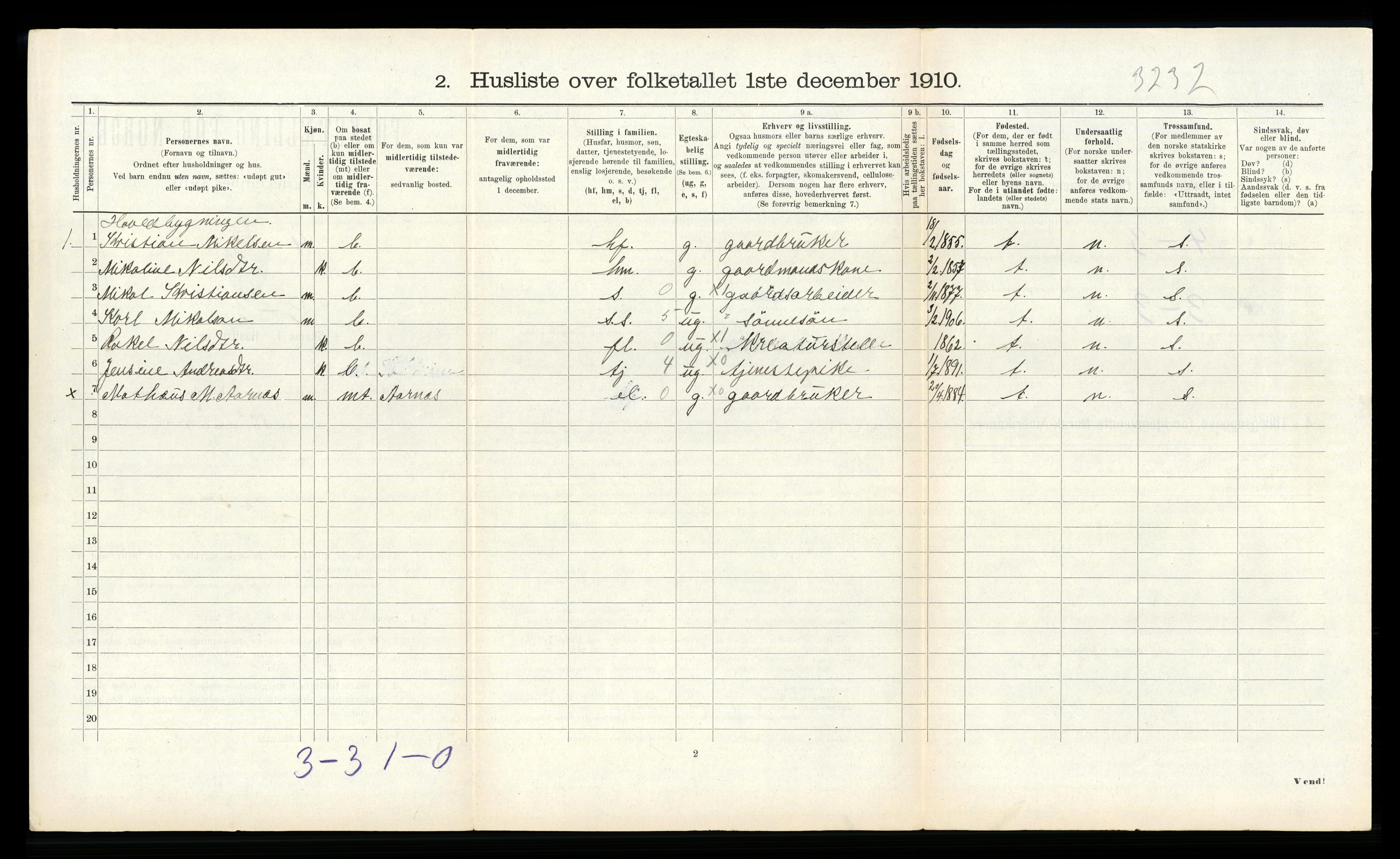 RA, 1910 census for Indre Holmedal, 1910, p. 289