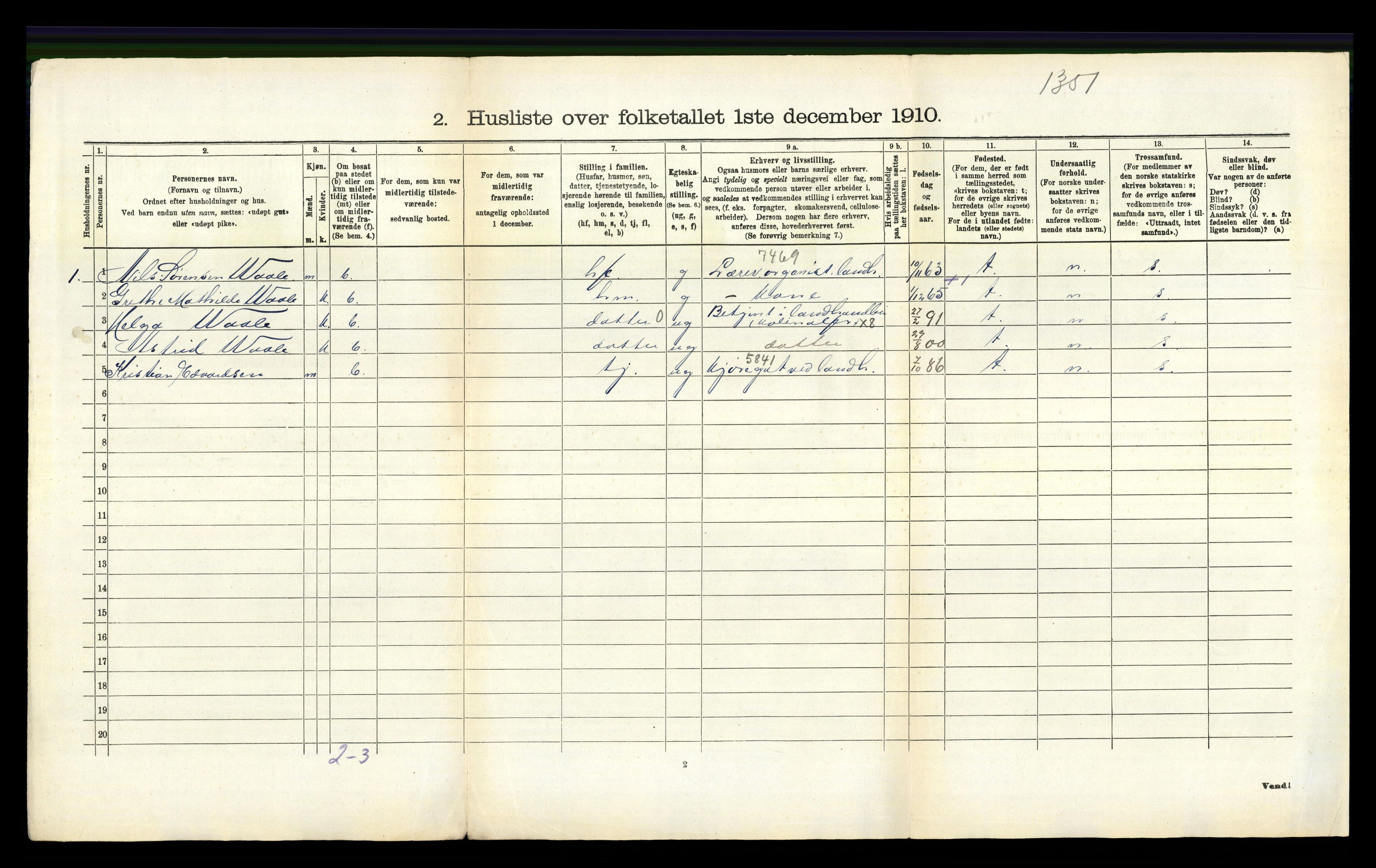 RA, 1910 census for Brunlanes, 1910, p. 1060