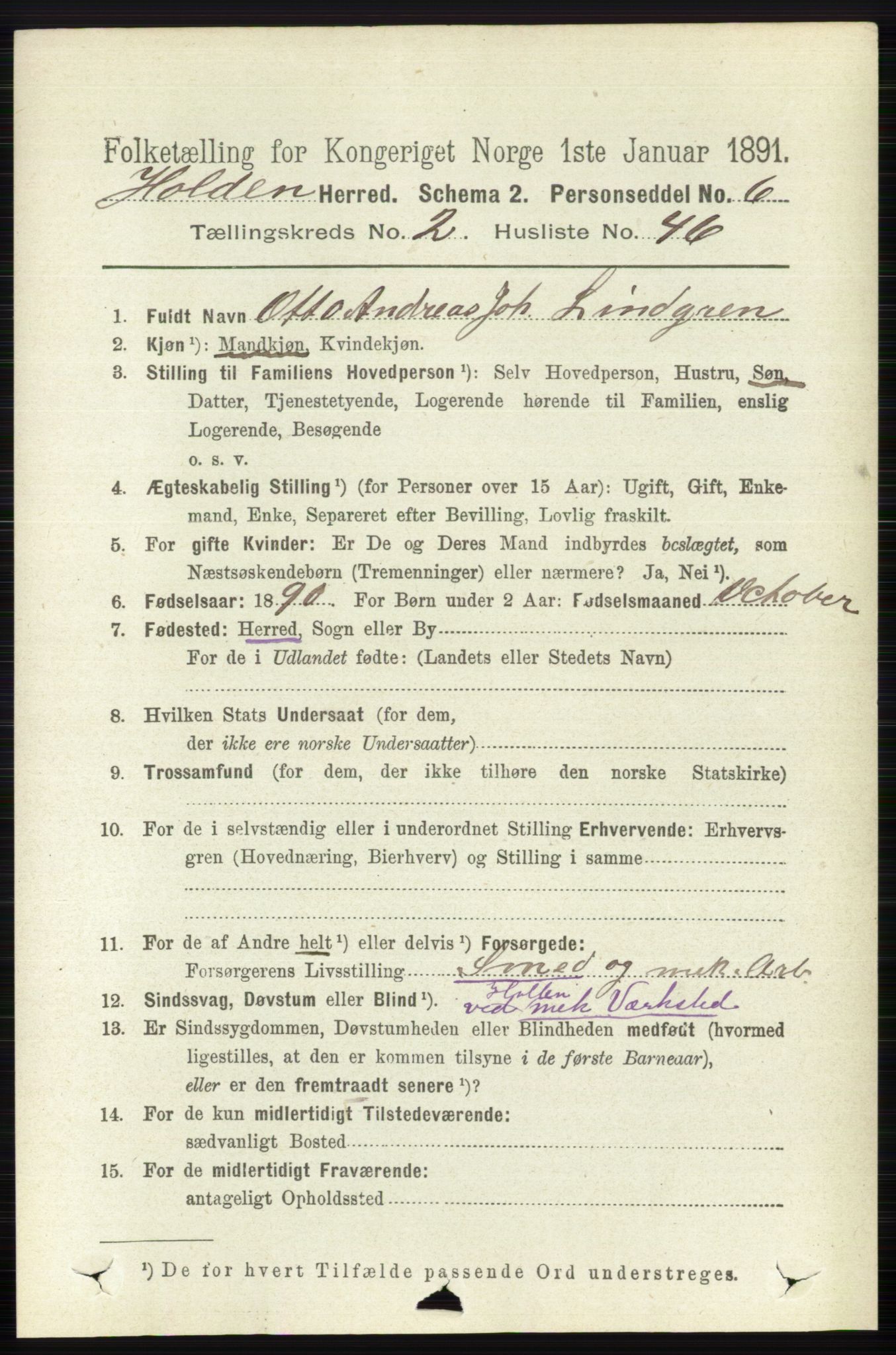 RA, 1891 census for 0819 Holla, 1891, p. 1099