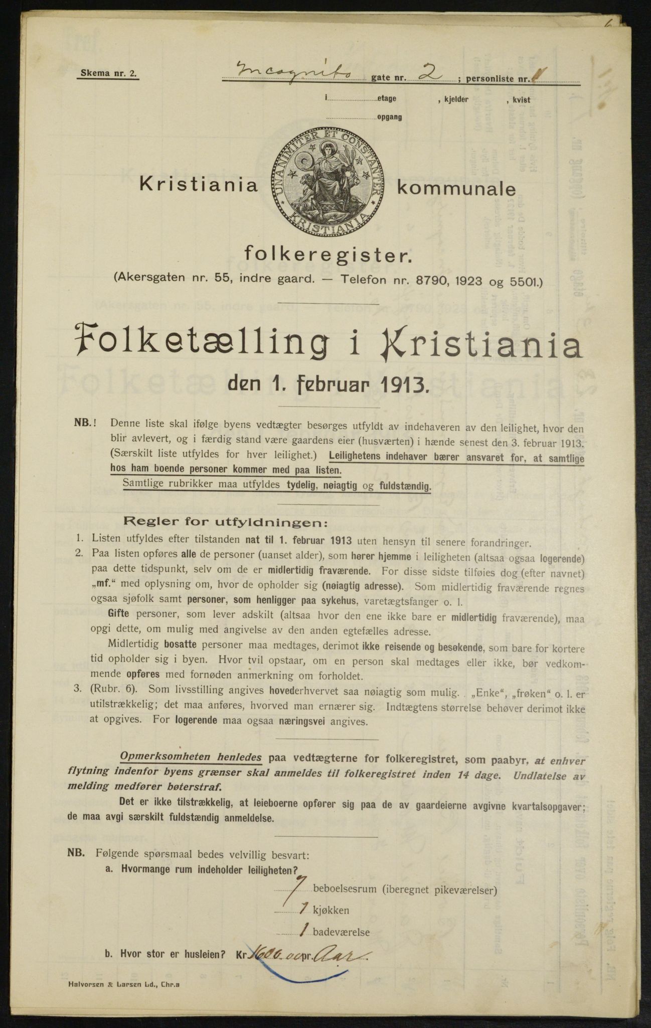 OBA, Municipal Census 1913 for Kristiania, 1913, p. 43809