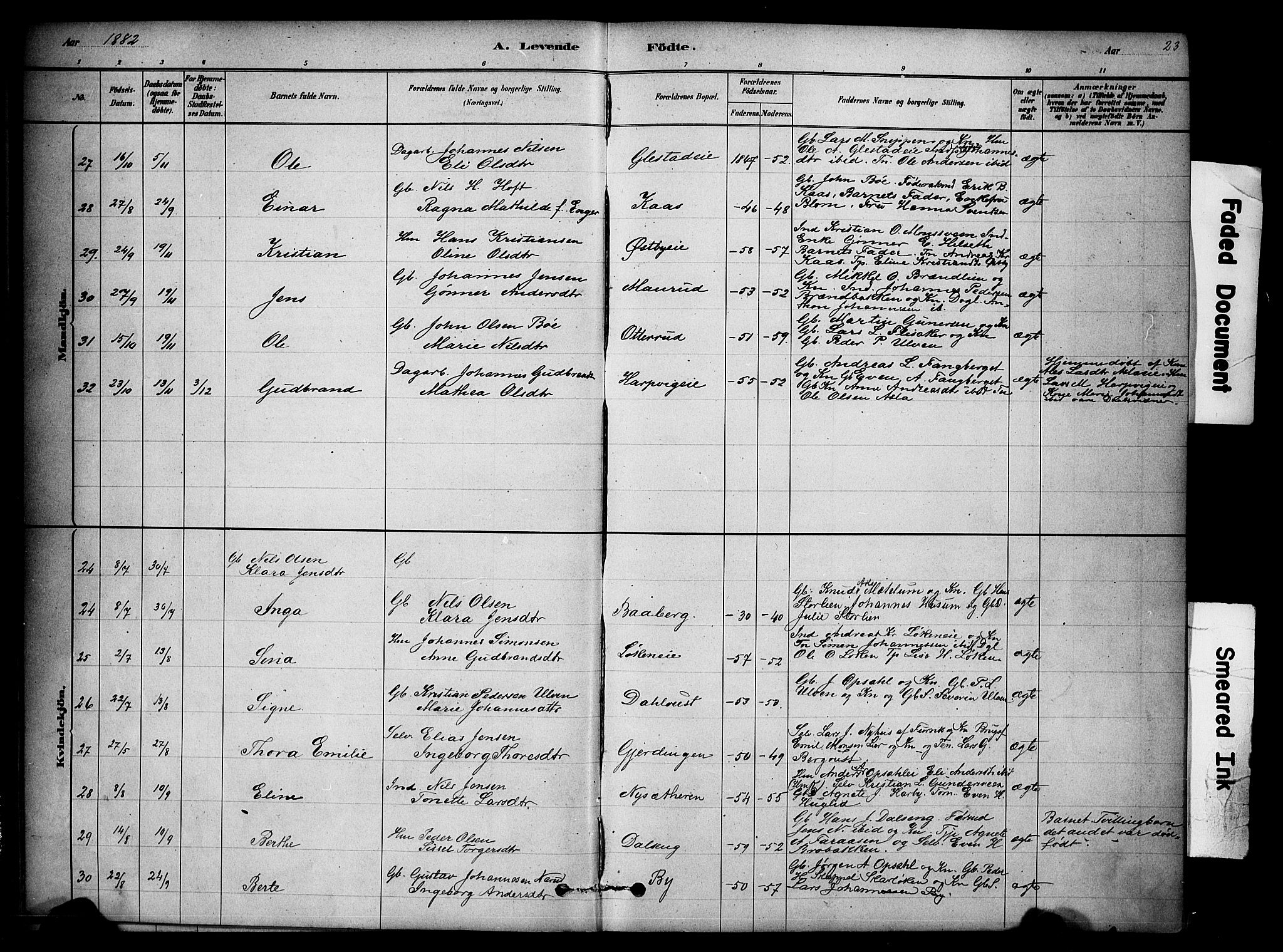 Ringsaker prestekontor, SAH/PREST-014/K/Ka/L0014: Parish register (official) no. 14, 1879-1890, p. 23