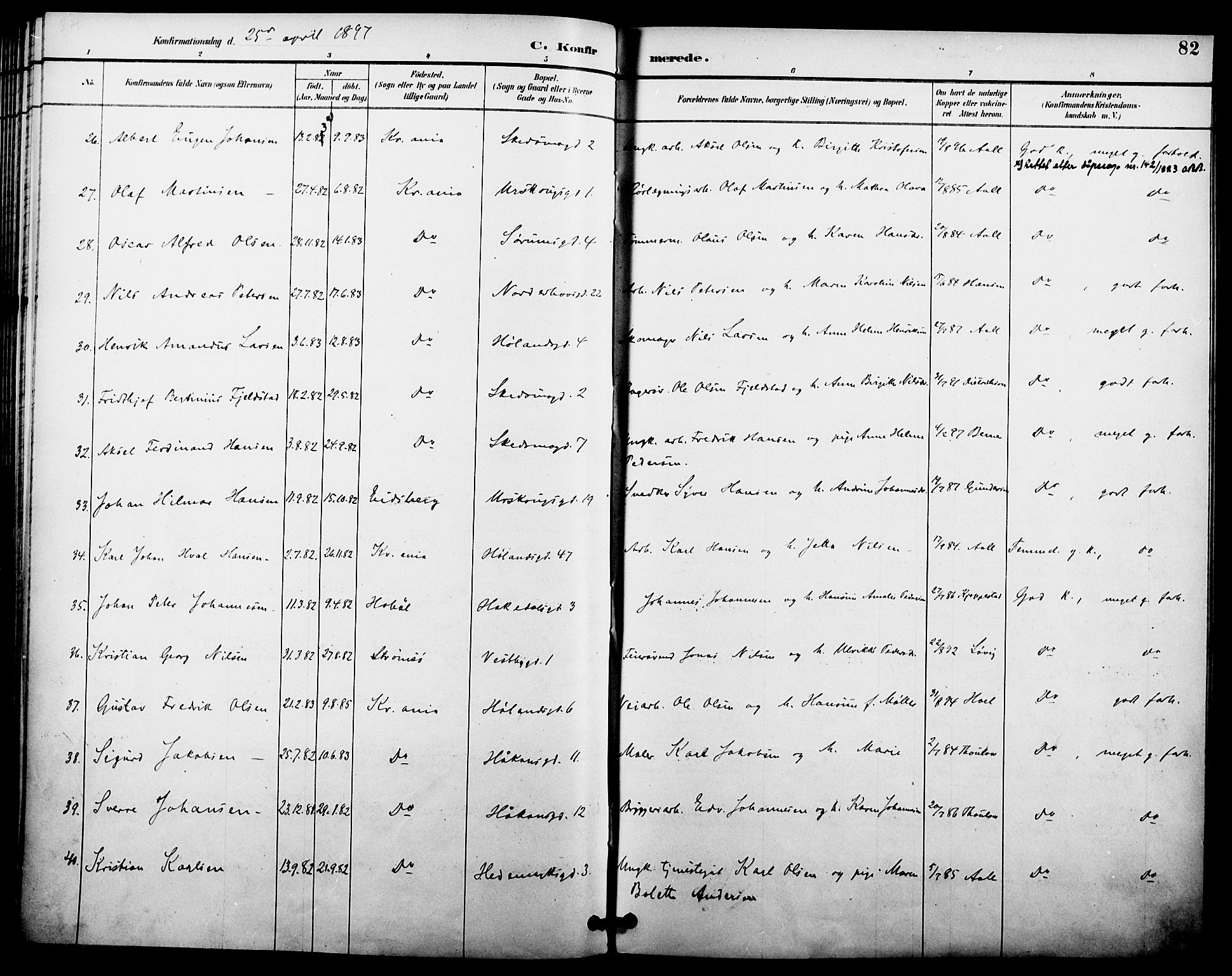 Kampen prestekontor Kirkebøker, AV/SAO-A-10853/F/Fa/L0008: Parish register (official) no. I 8, 1892-1902, p. 82