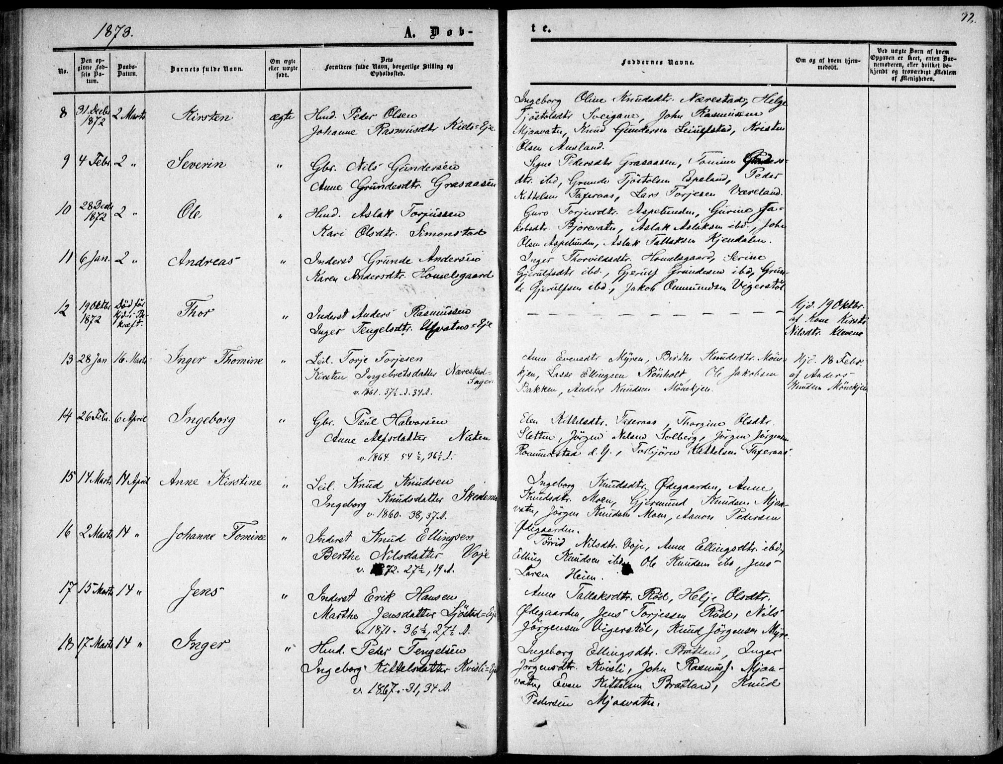 Gjerstad sokneprestkontor, AV/SAK-1111-0014/F/Fa/Fab/L0003: Parish register (official) no. A 3, 1853-1878, p. 72