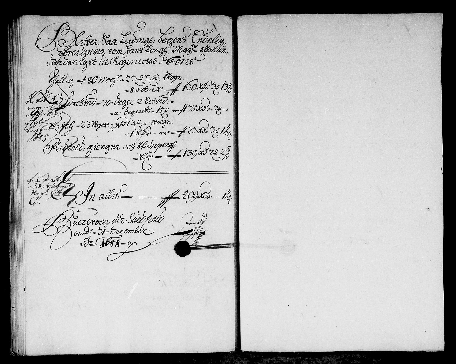 Rentekammeret inntil 1814, Reviderte regnskaper, Stiftamtstueregnskaper, Bergen stiftamt, AV/RA-EA-6043/R/Rc/L0087: Bergen stiftamt, 1688