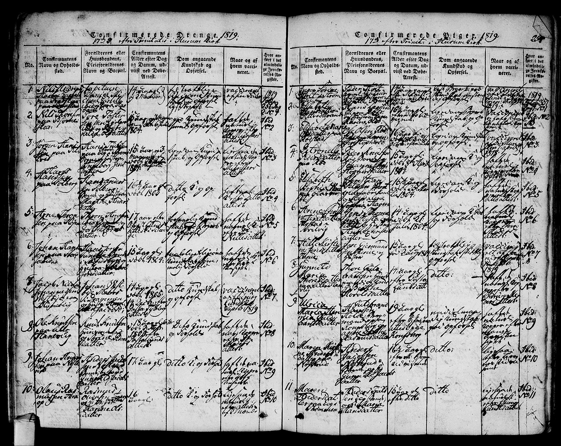 Hurum kirkebøker, SAKO/A-229/F/Fa/L0009: Parish register (official) no. 9, 1816-1826, p. 254