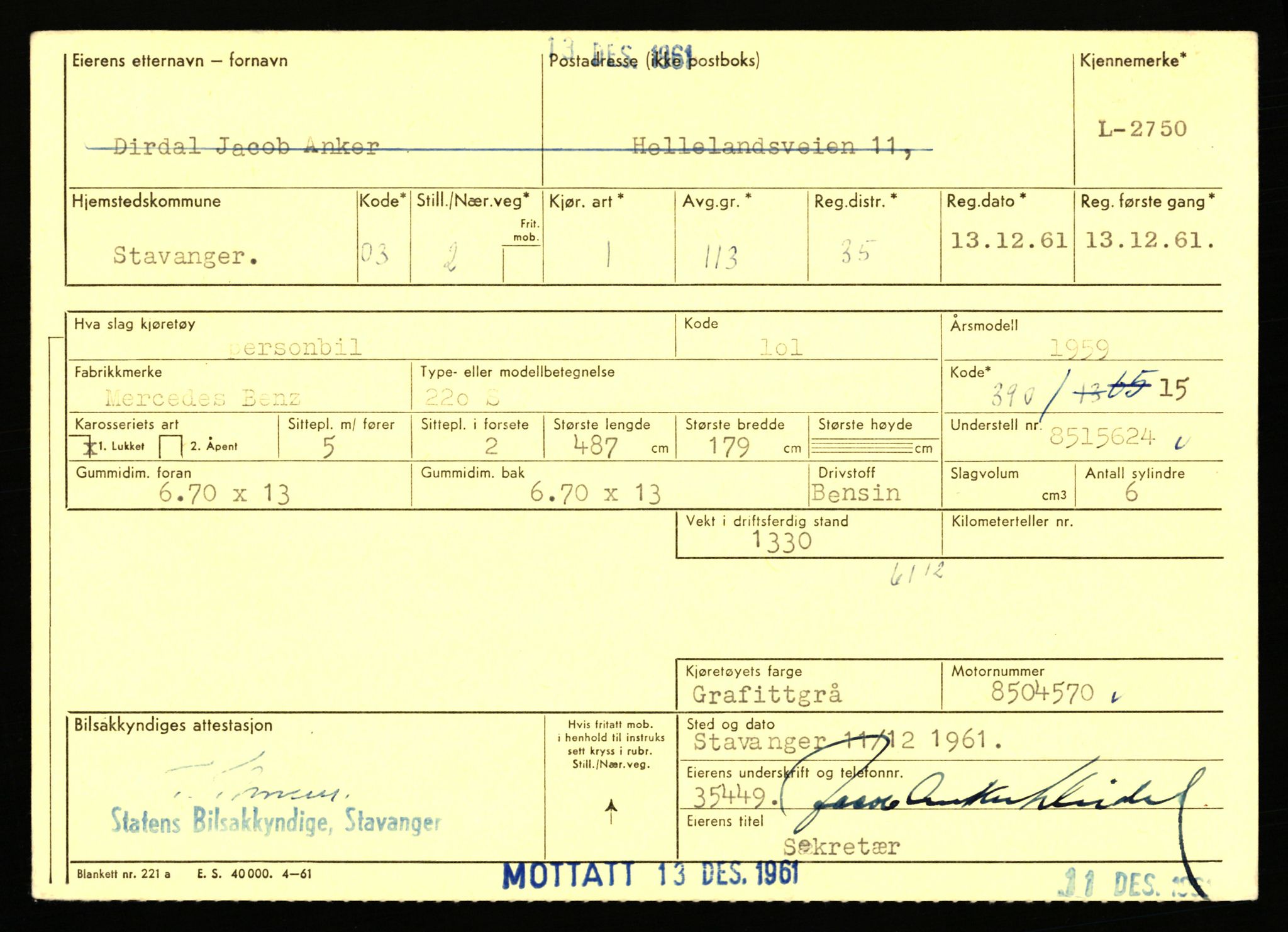 Stavanger trafikkstasjon, AV/SAST-A-101942/0/F/L0008: L-2550 - L-2999, 1930-1971, p. 1017