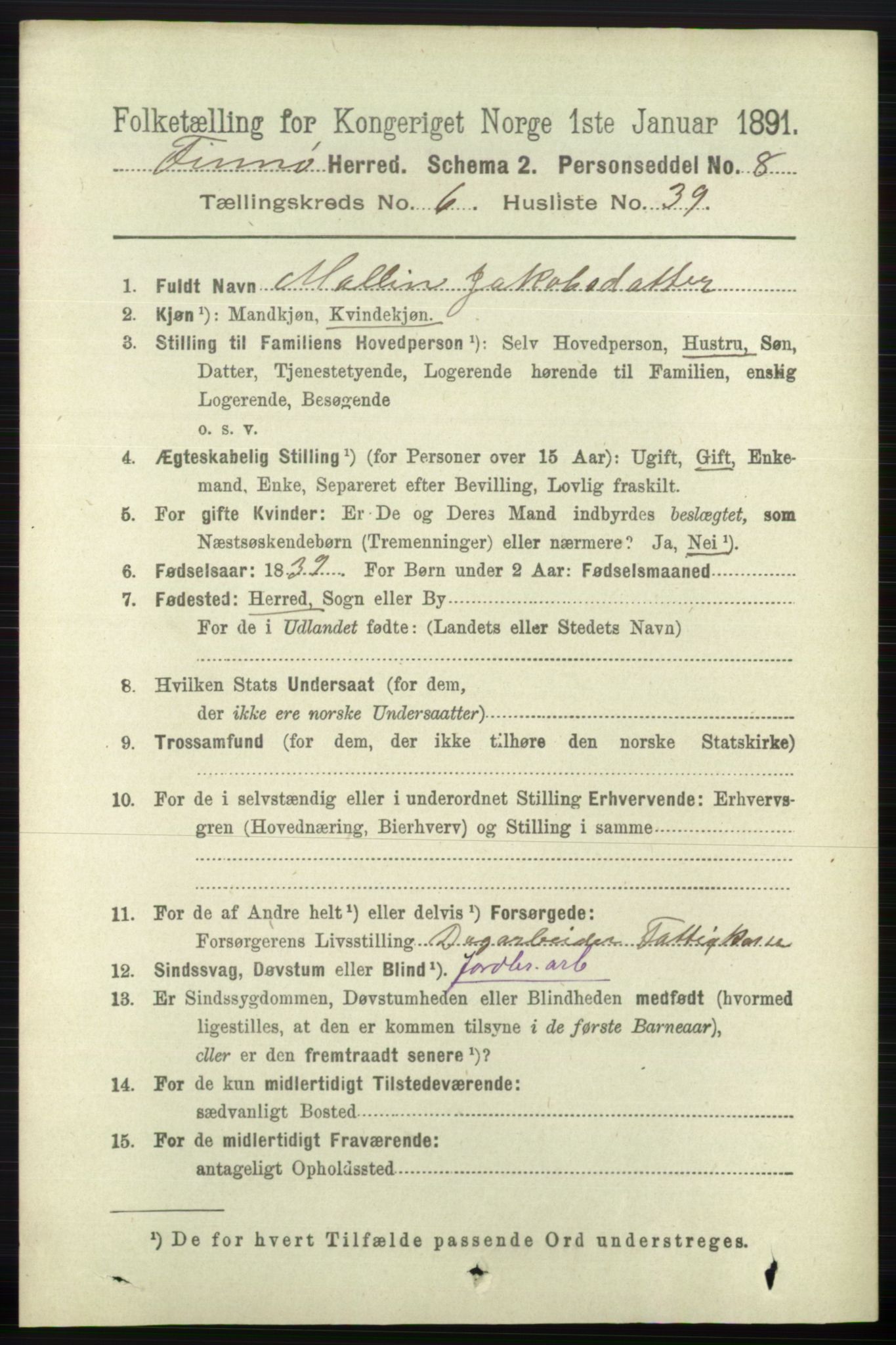 RA, 1891 census for 1141 Finnøy, 1891, p. 1483