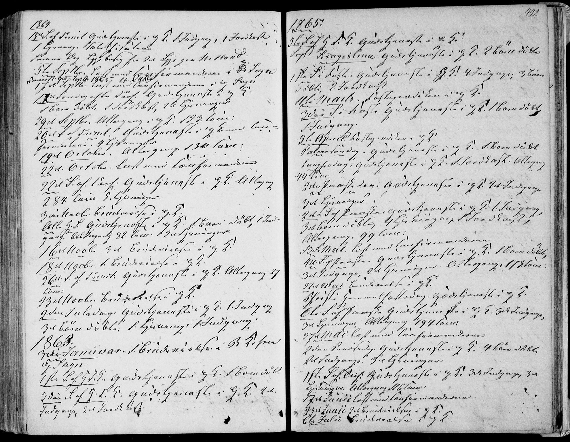 Bakke sokneprestkontor, SAK/1111-0002/F/Fa/Fab/L0002: Parish register (official) no. A 2, 1855-1884, p. 492