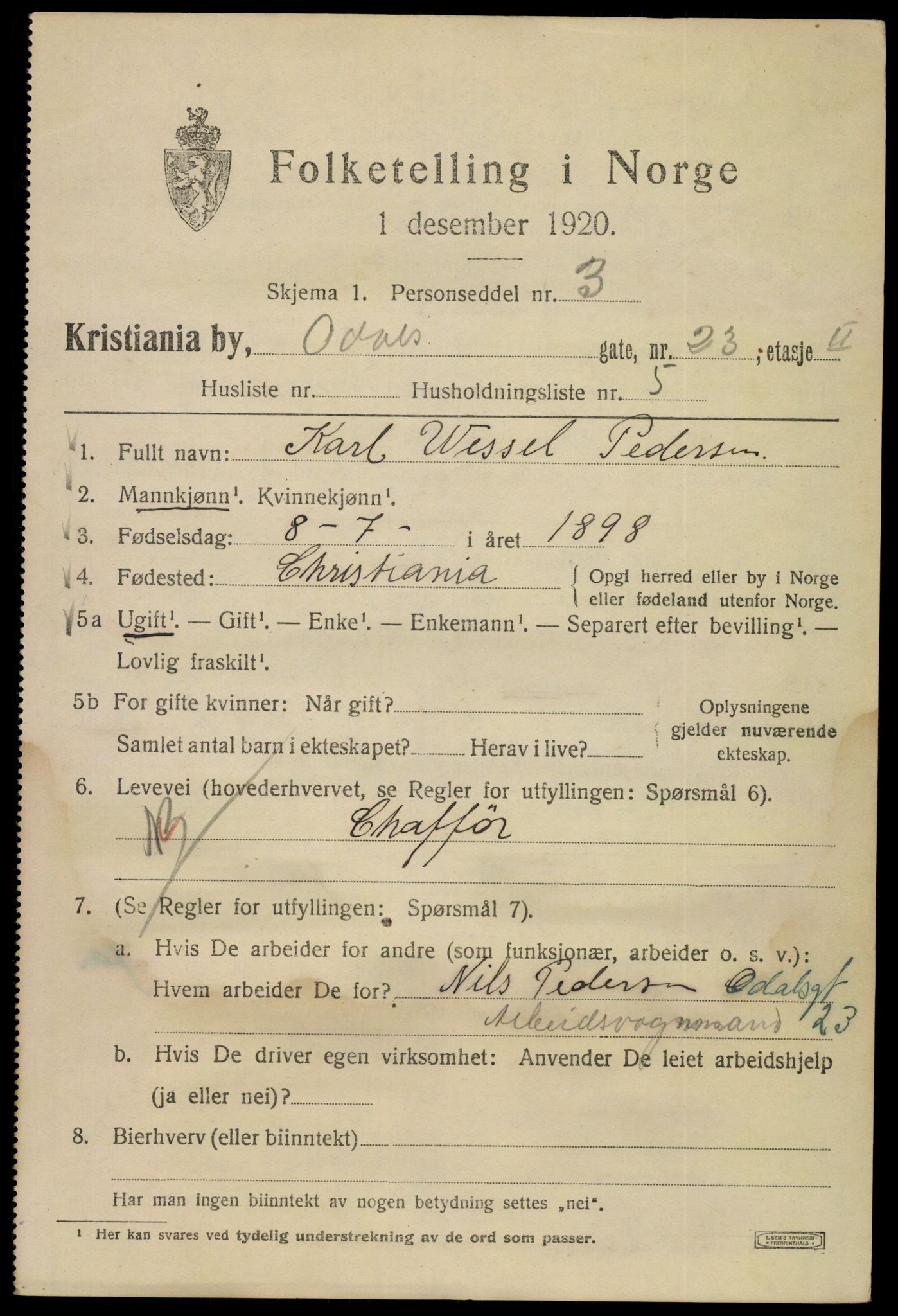 SAO, 1920 census for Kristiania, 1920, p. 429165