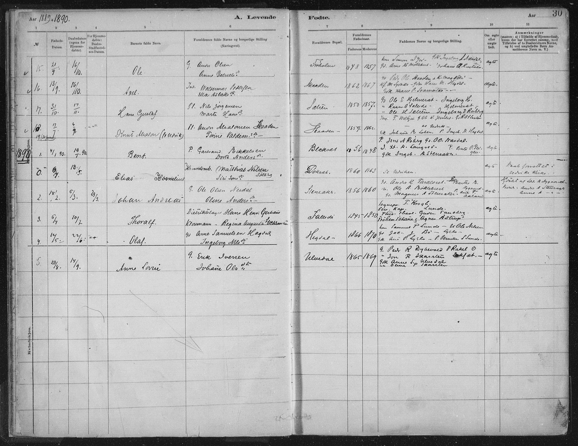 Innvik sokneprestembete, AV/SAB-A-80501: Parish register (official) no. B  1, 1879-1902, p. 30