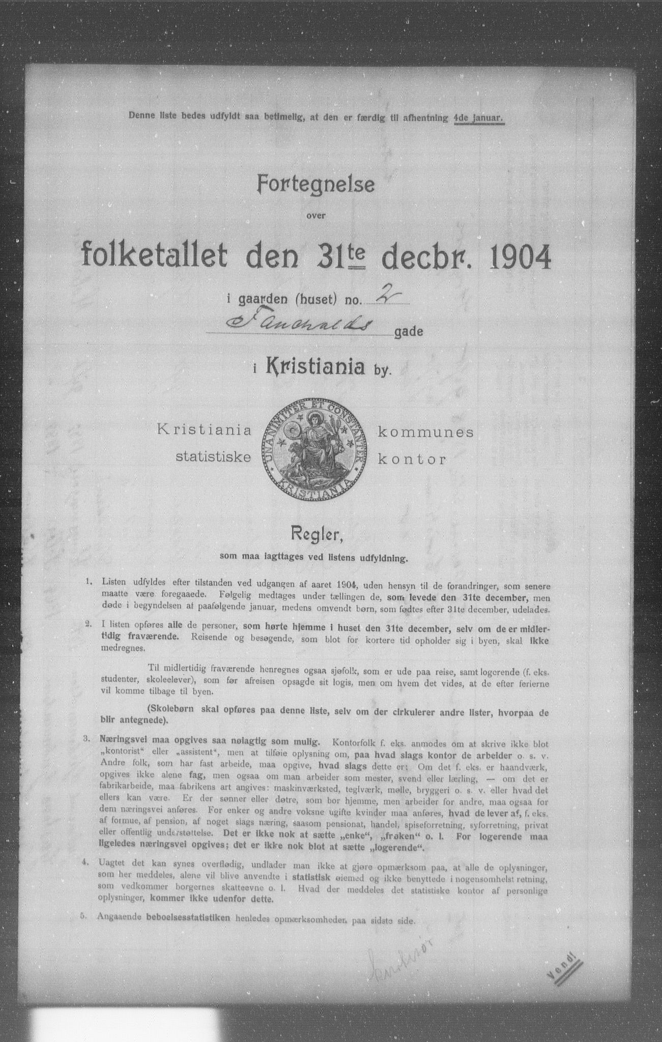 OBA, Municipal Census 1904 for Kristiania, 1904, p. 4863