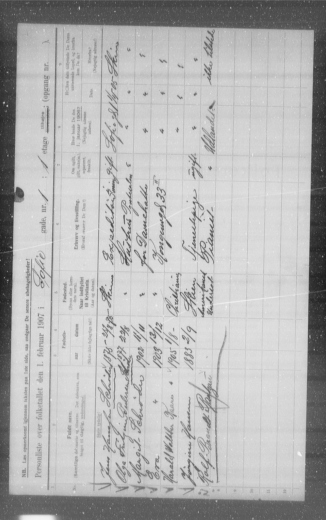 OBA, Municipal Census 1907 for Kristiania, 1907, p. 50366