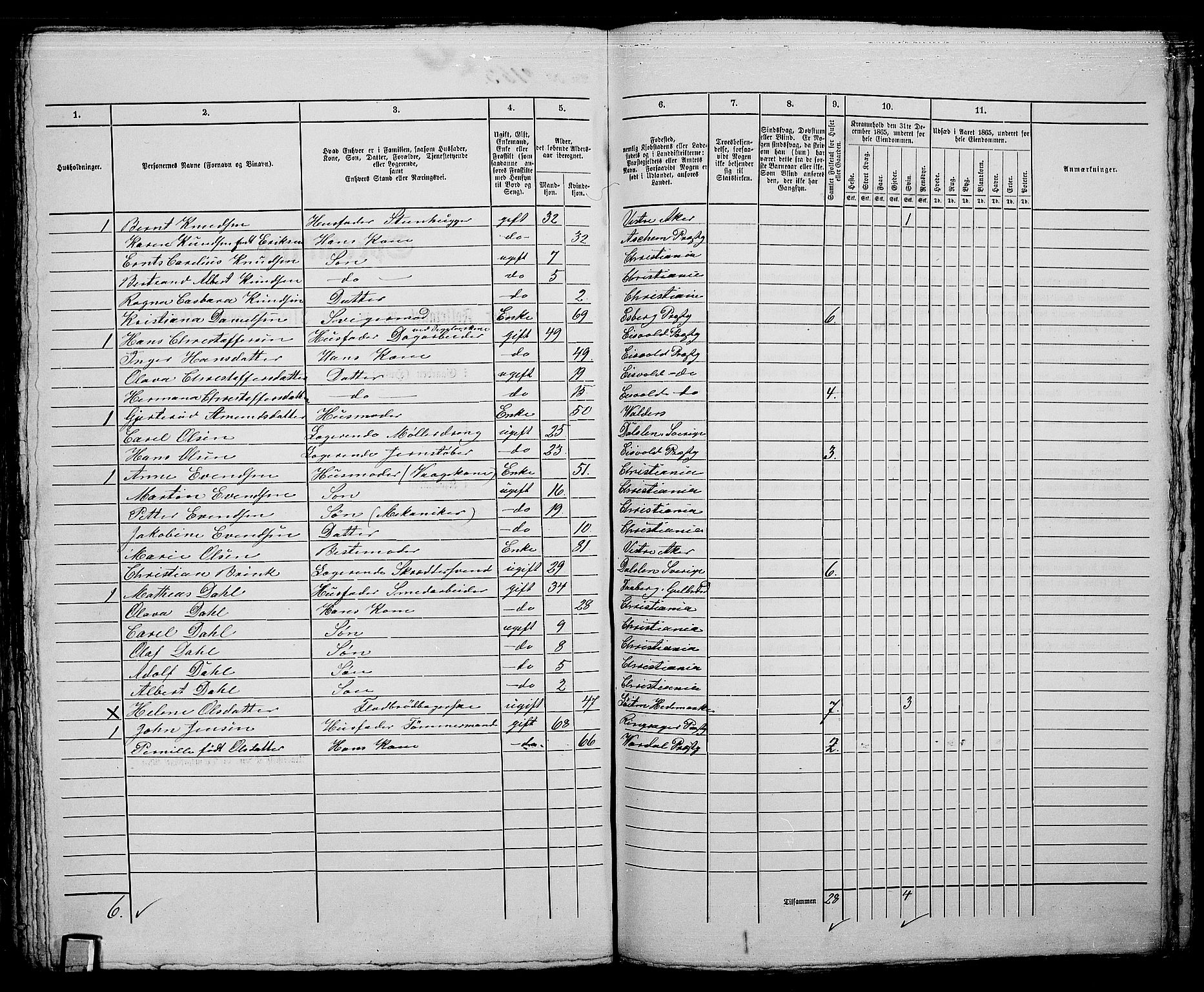 RA, 1865 census for Kristiania, 1865, p. 4823