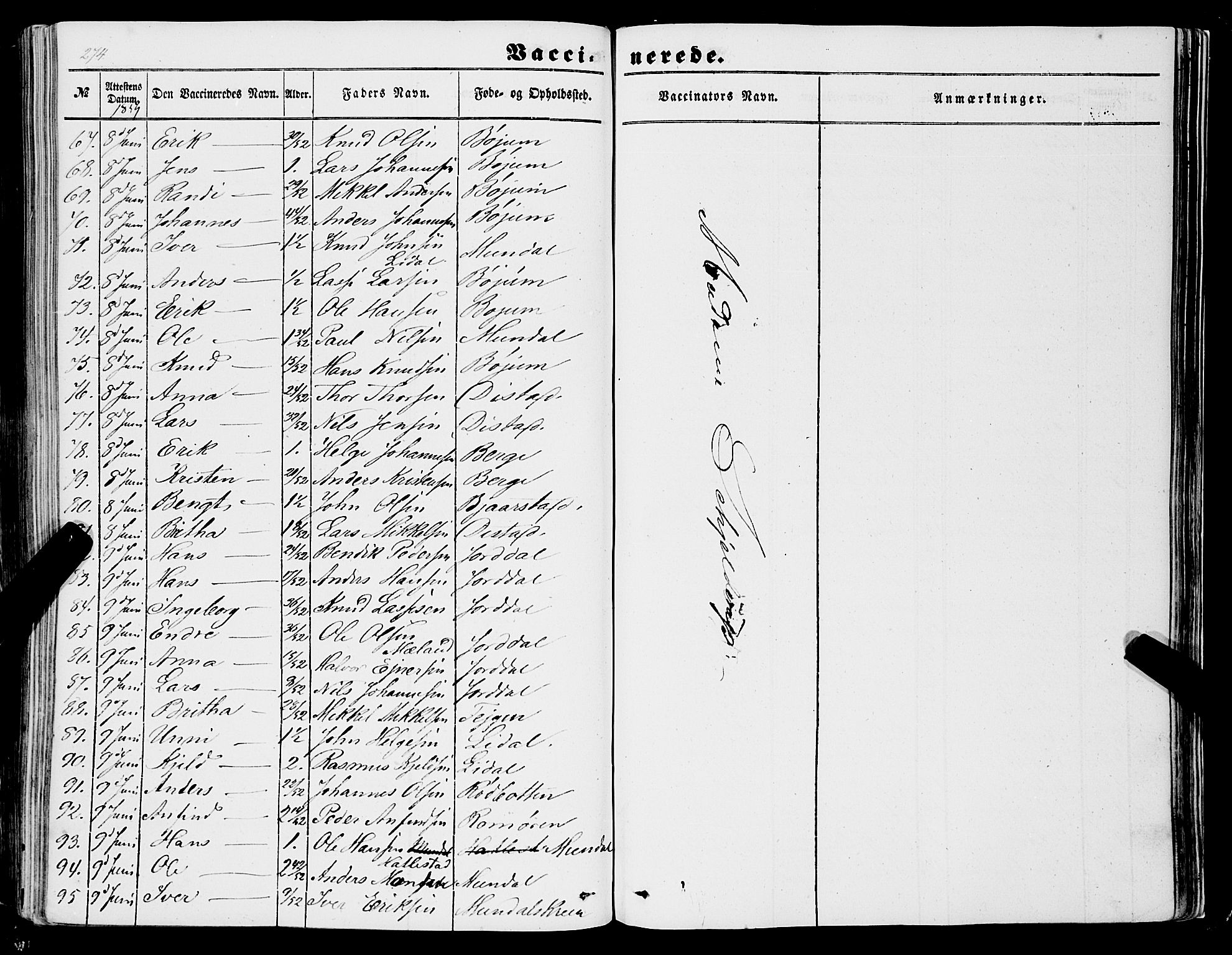 Balestrand sokneprestembete, AV/SAB-A-79601/H/Haa/Haaa/L0002: Parish register (official) no. A 2, 1847-1866, p. 274