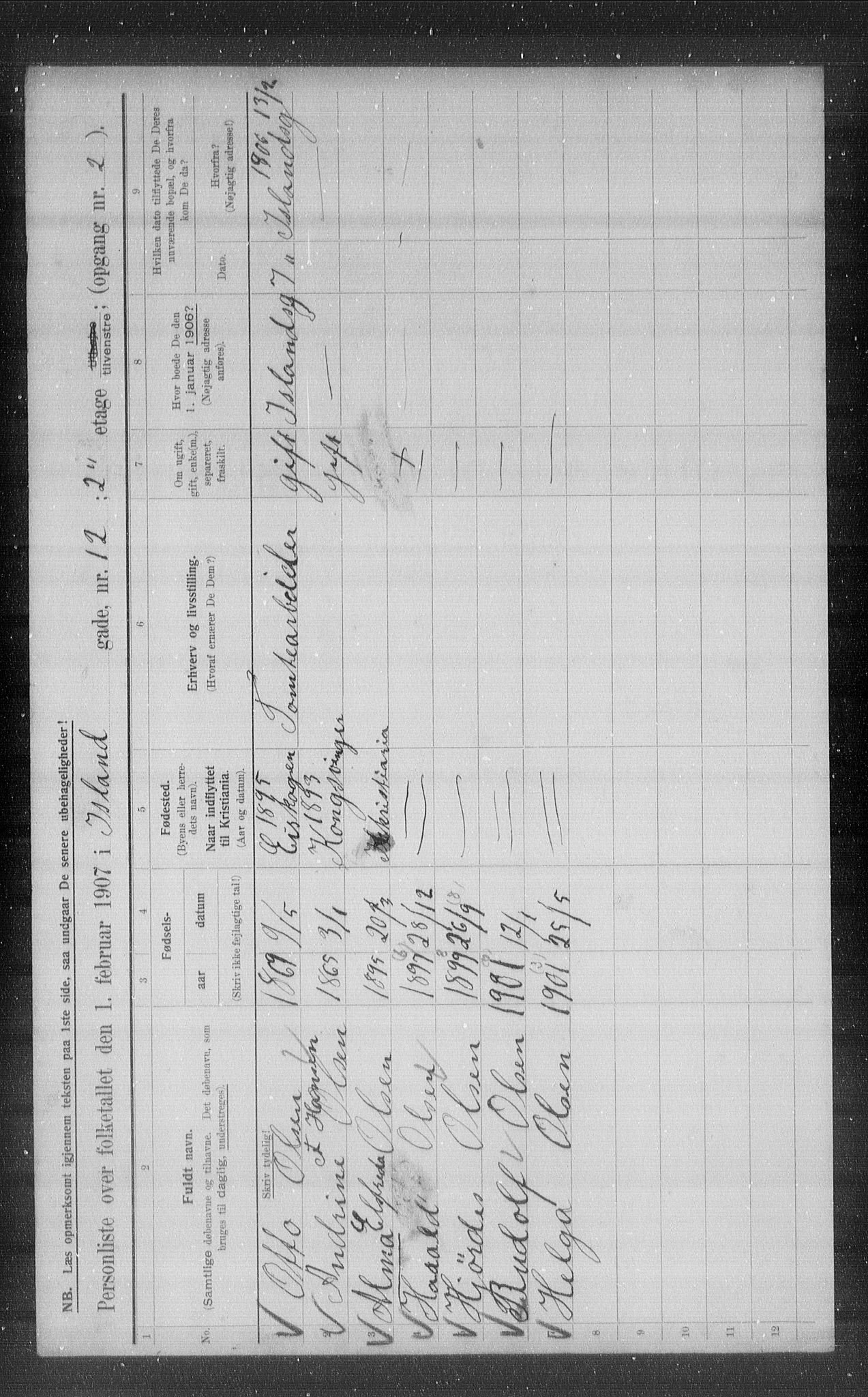 OBA, Municipal Census 1907 for Kristiania, 1907, p. 22940