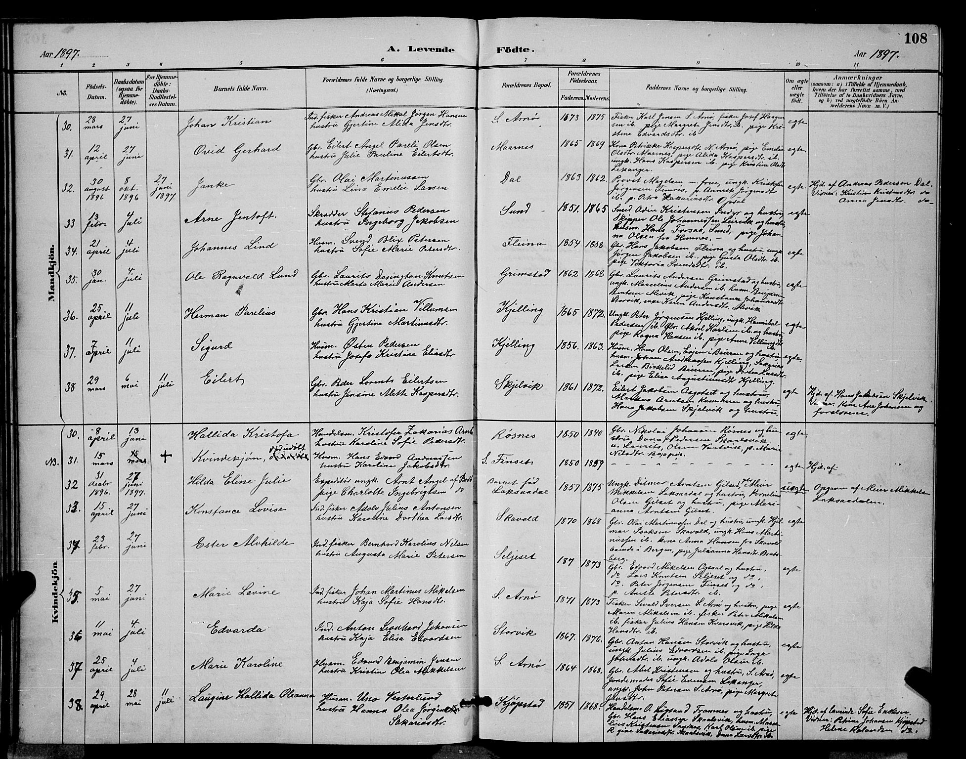 Ministerialprotokoller, klokkerbøker og fødselsregistre - Nordland, AV/SAT-A-1459/805/L0108: Parish register (copy) no. 805C04, 1885-1899, p. 108