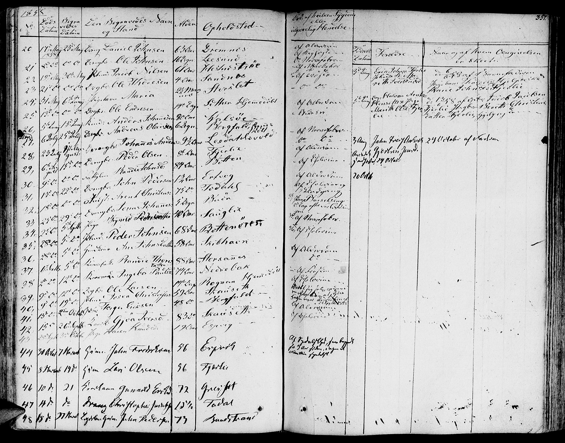 Ministerialprotokoller, klokkerbøker og fødselsregistre - Møre og Romsdal, AV/SAT-A-1454/578/L0904: Parish register (official) no. 578A03, 1836-1858, p. 357