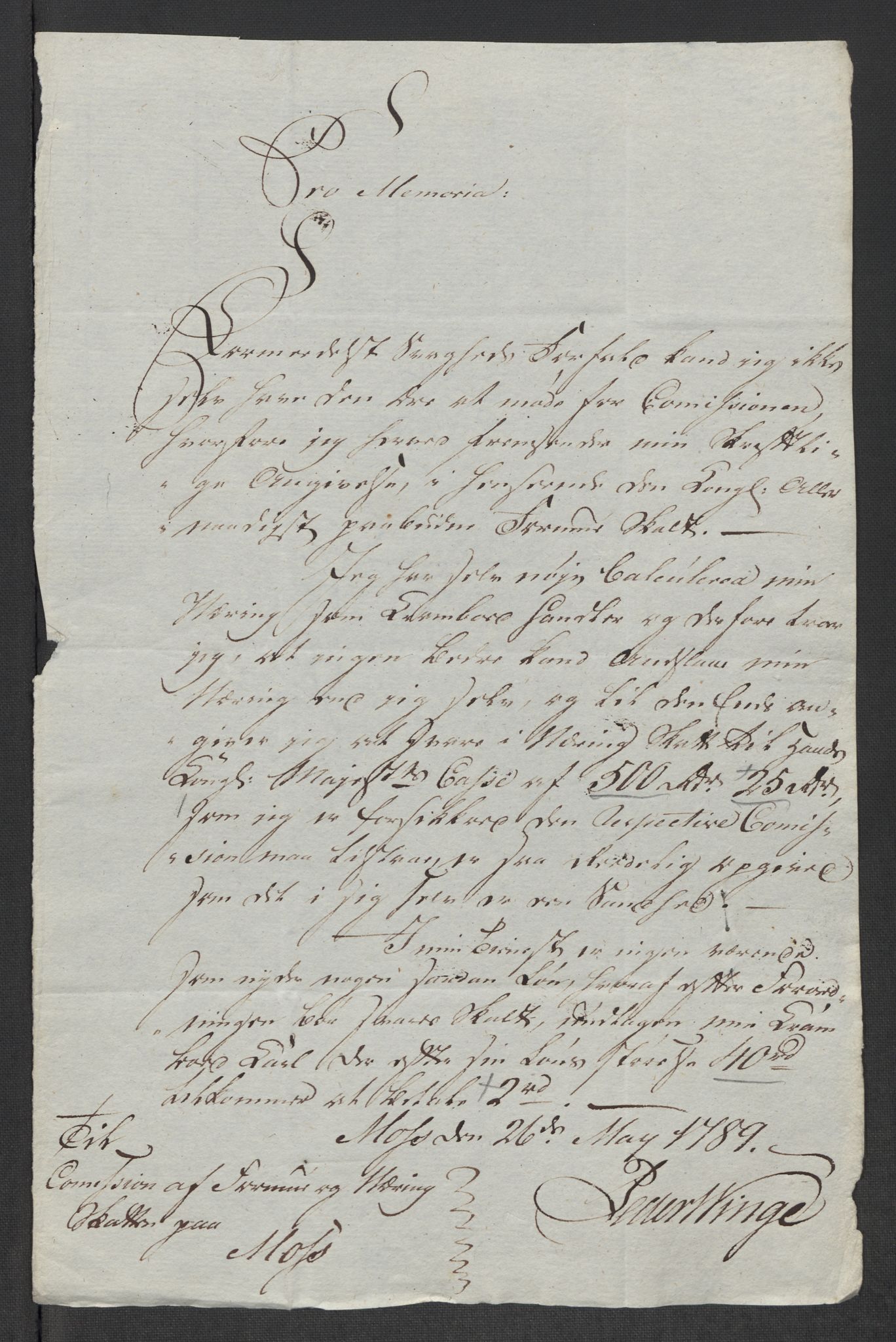 Rentekammeret inntil 1814, Reviderte regnskaper, Mindre regnskaper, AV/RA-EA-4068/Rf/Rfe/L0024: Modum Blåfarvevverk, Molde, Moss, 1789, p. 364