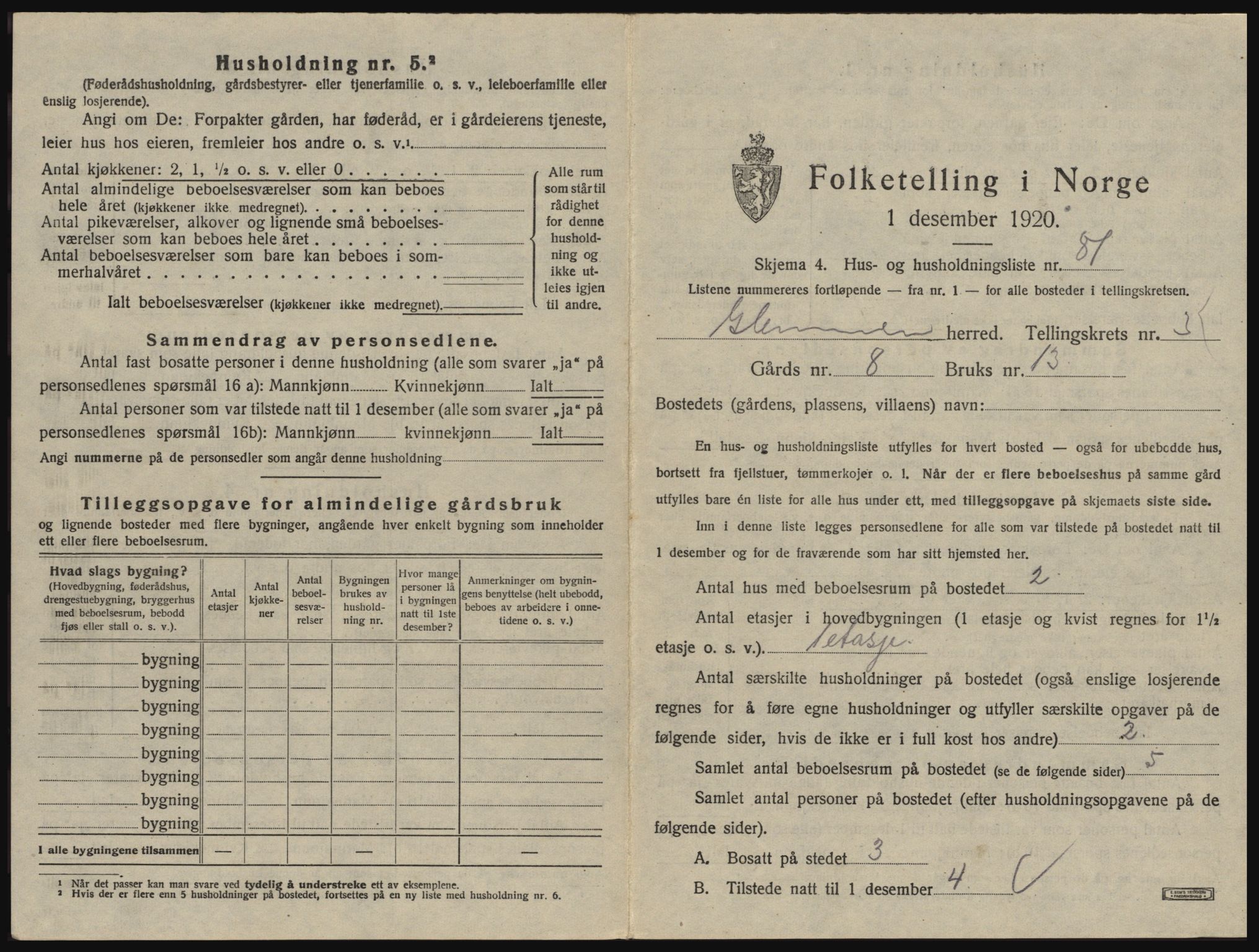 SAO, 1920 census for Glemmen, 1920, p. 611