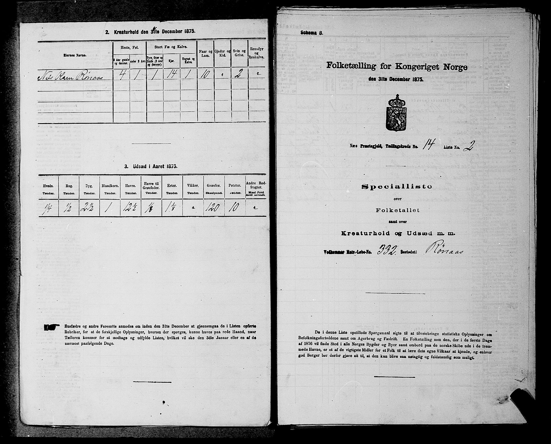 RA, 1875 census for 0236P Nes, 1875, p. 2486