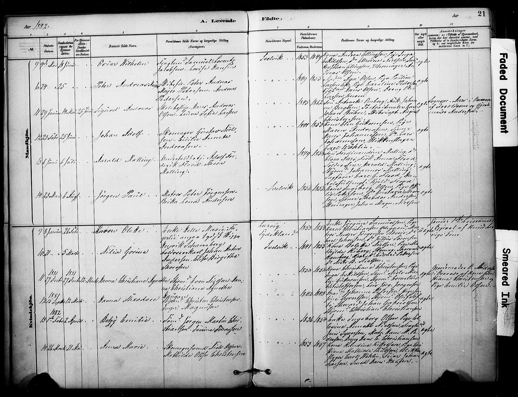 Strømm kirkebøker, AV/SAKO-A-322/F/Fb/L0001: Parish register (official) no. II 1, 1878-1899, p. 21