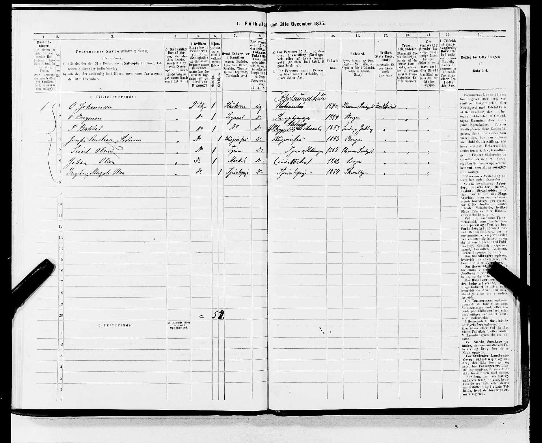 SAB, 1875 census for 1301 Bergen, 1875, p. 3173