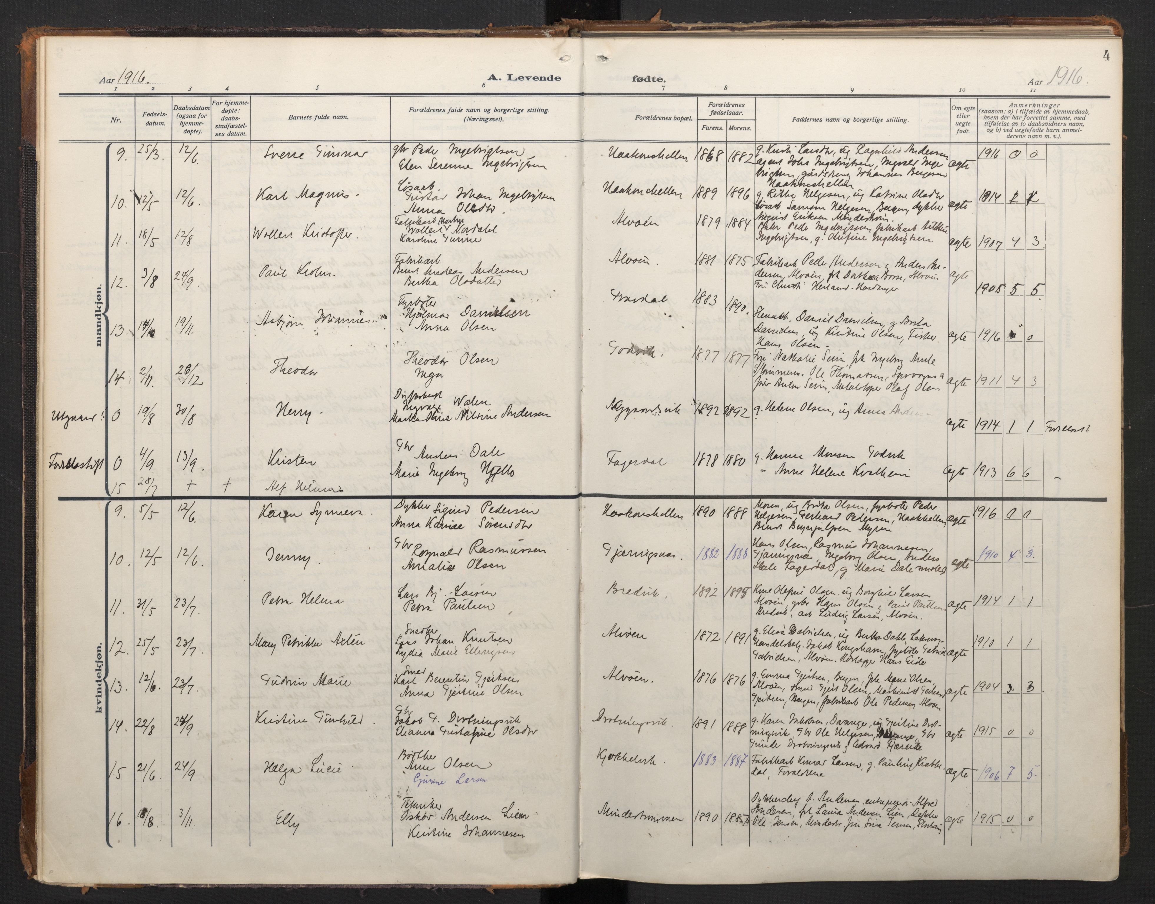 Laksevåg Sokneprestembete, AV/SAB-A-76501/H/Ha/Haa/Haah/L0001: Parish register (official) no. H 1, 1915-1934, p. 4