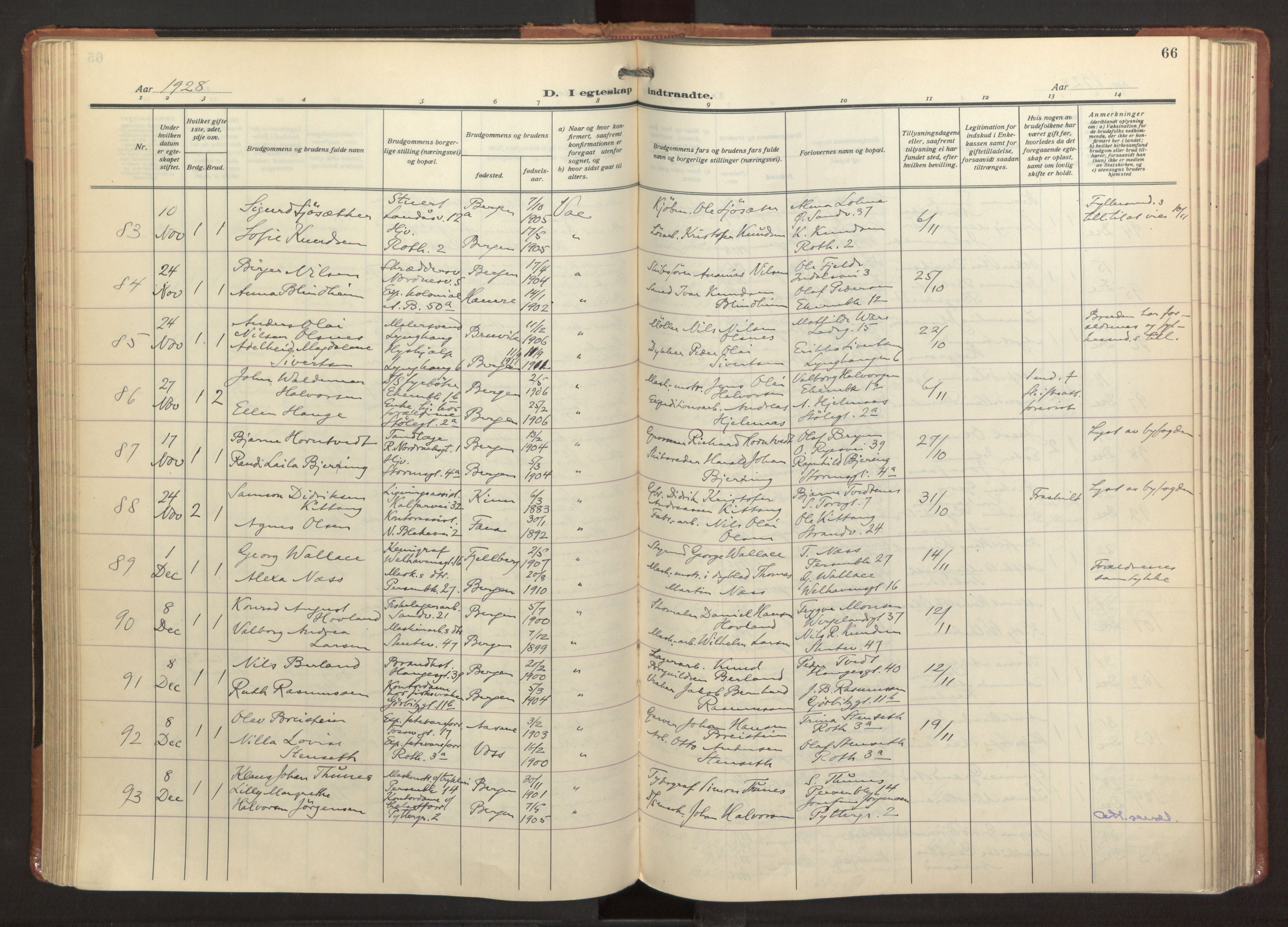 Sandviken Sokneprestembete, AV/SAB-A-77601/H/Ha/L0016: Parish register (official) no. D 3, 1923-1940, p. 66