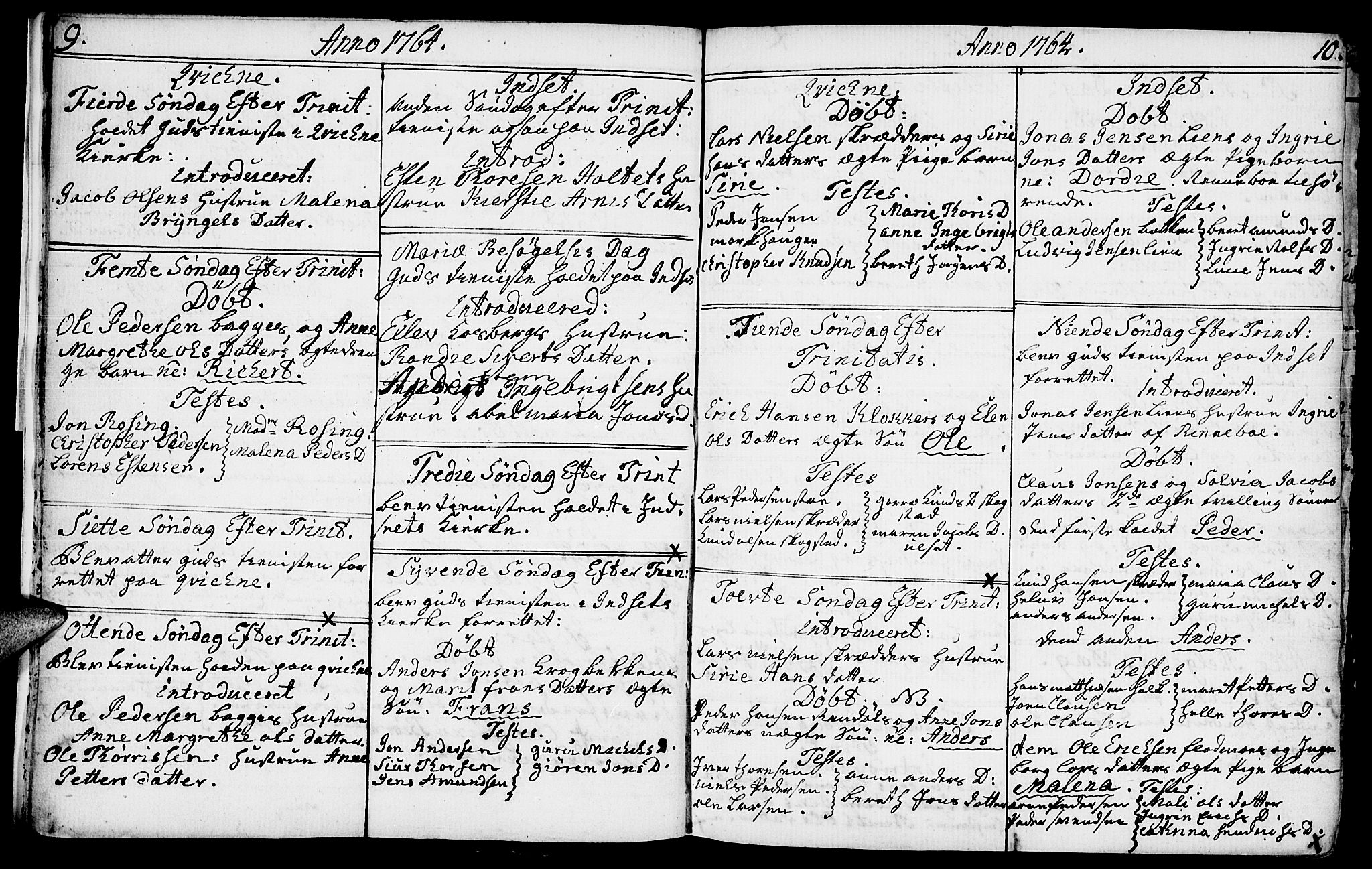 Kvikne prestekontor, SAH/PREST-064/H/Ha/Haa/L0002: Parish register (official) no. 2, 1764-1784, p. 9-10