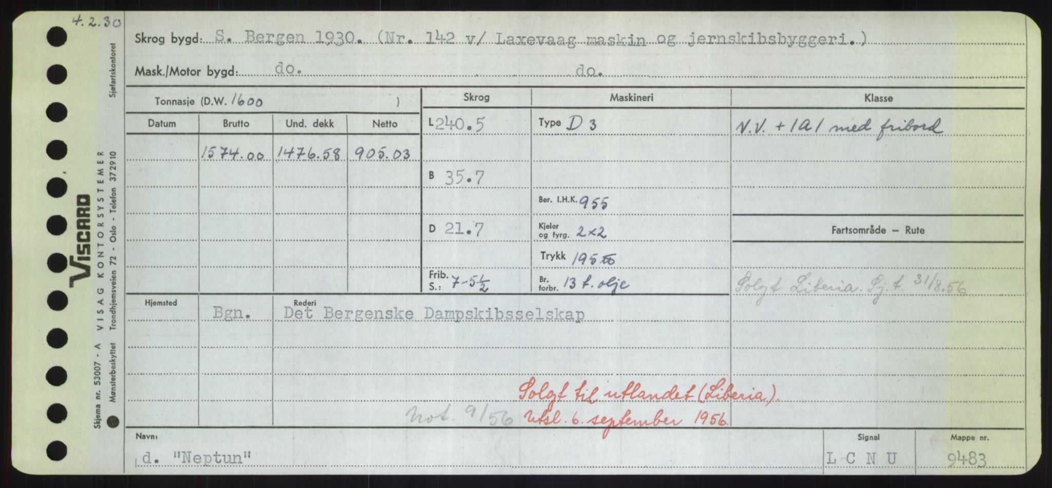 Sjøfartsdirektoratet med forløpere, Skipsmålingen, RA/S-1627/H/Hd/L0026: Fartøy, N-Norhol, p. 111