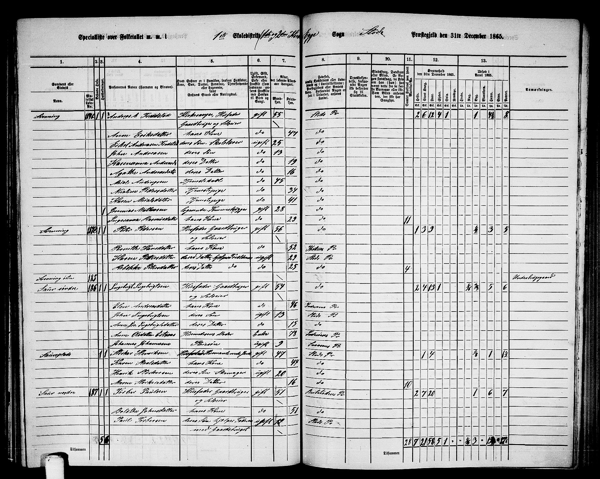 RA, 1865 census for Stod, 1865, p. 144