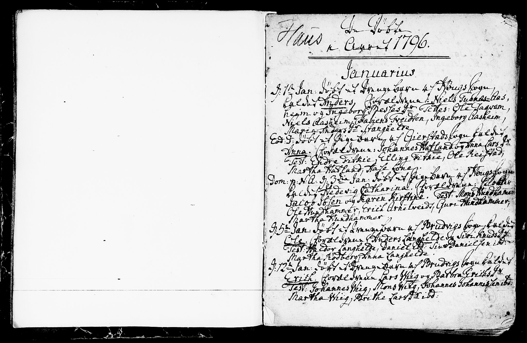 Haus sokneprestembete, SAB/A-75601/H/Haa: Parish register (official) no. A 11, 1796-1816, p. 2