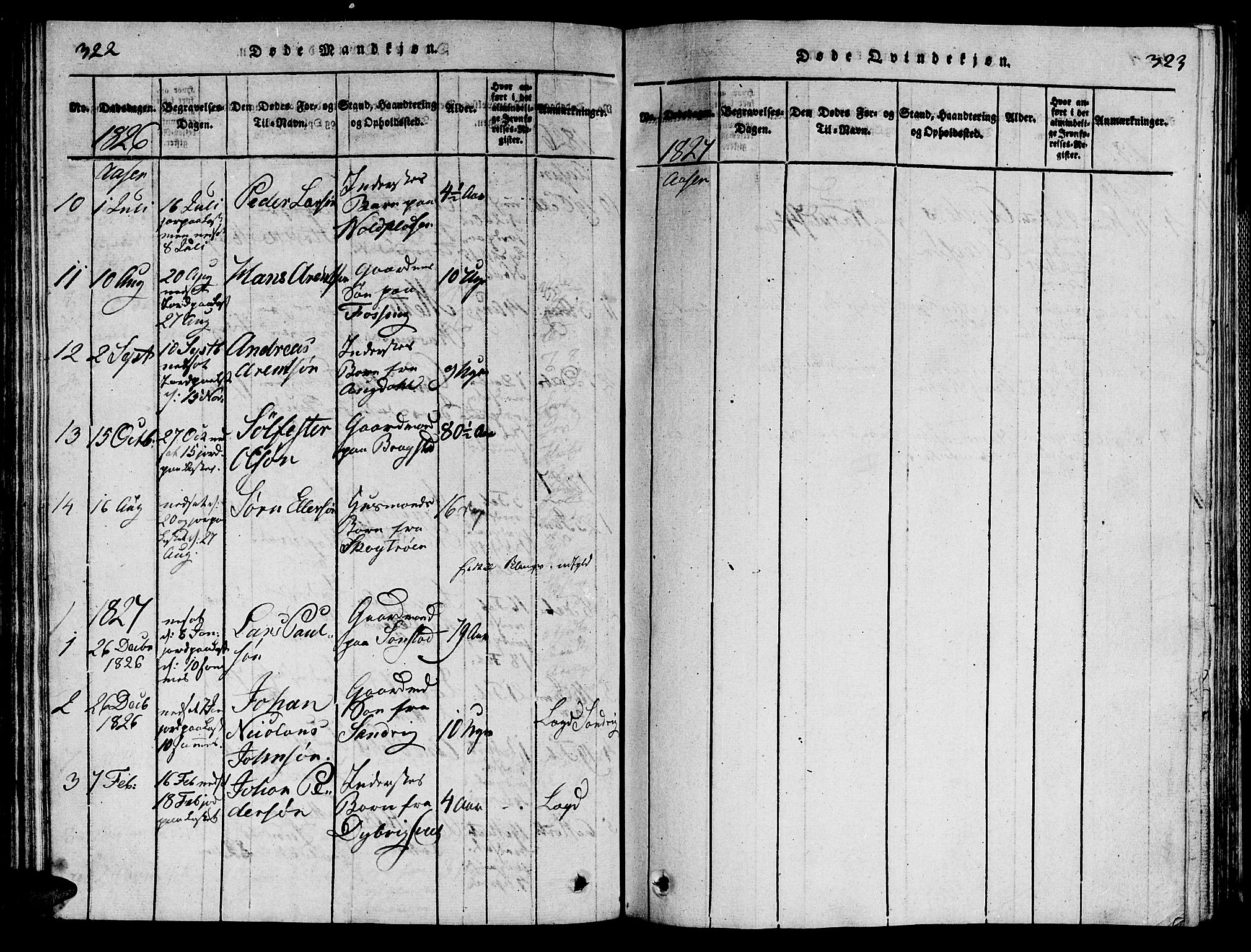 Ministerialprotokoller, klokkerbøker og fødselsregistre - Nord-Trøndelag, AV/SAT-A-1458/713/L0112: Parish register (official) no. 713A04 /2, 1817-1827, p. 322-323