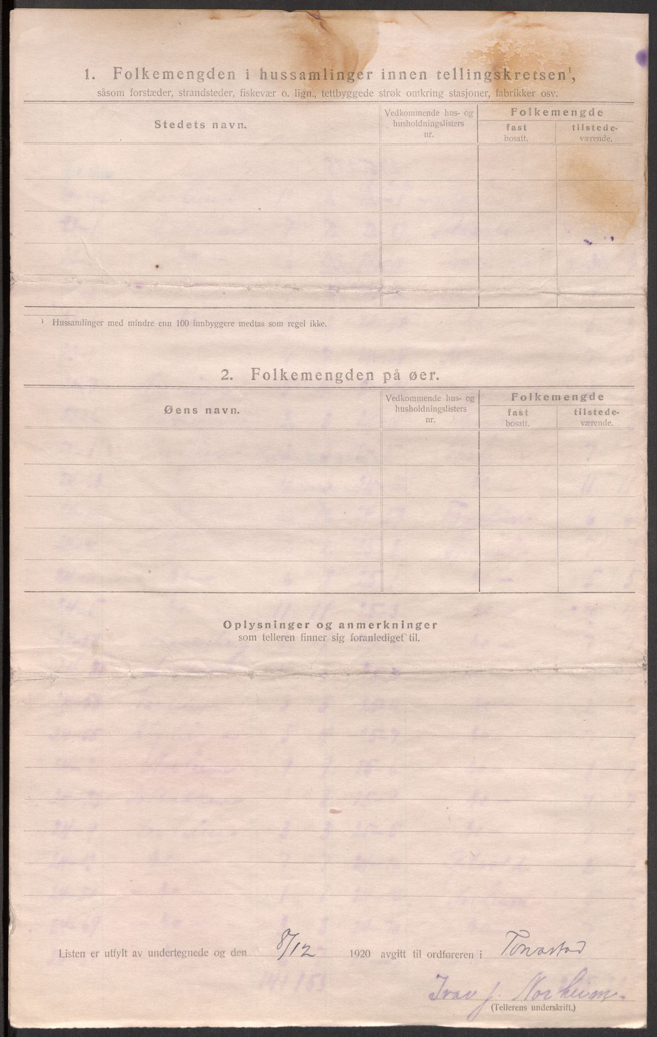 SAST, 1920 census for Torvastad, 1920, p. 23