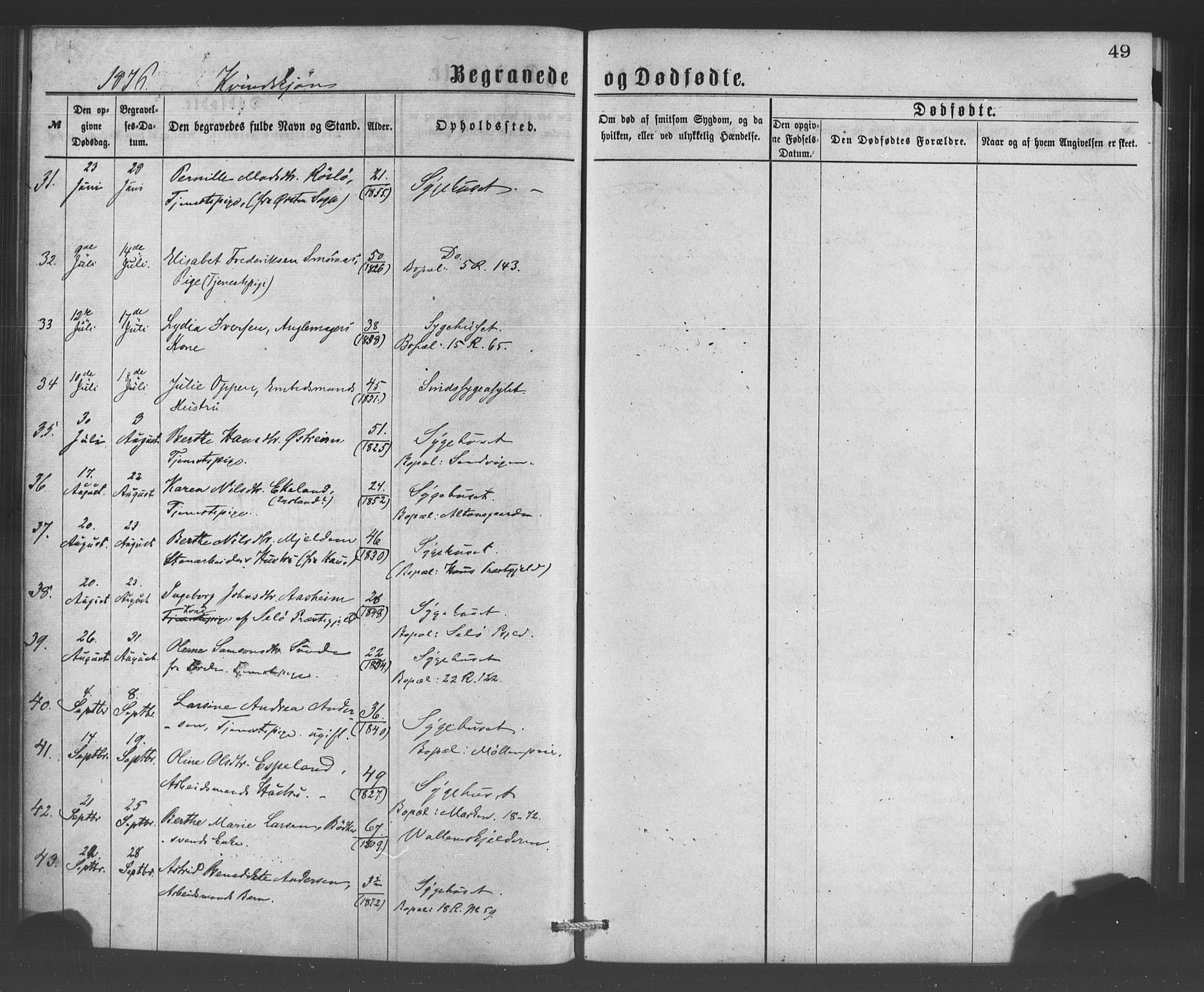 Bergen kommunale pleiehjem - stiftelsespresten, AV/SAB-A-100281: Parish register (official) no. A 1, 1874-1886, p. 49