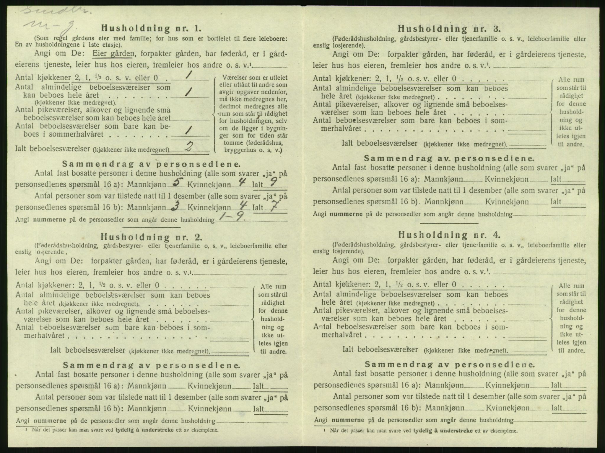 SAT, 1920 census for Nesna, 1920, p. 1066