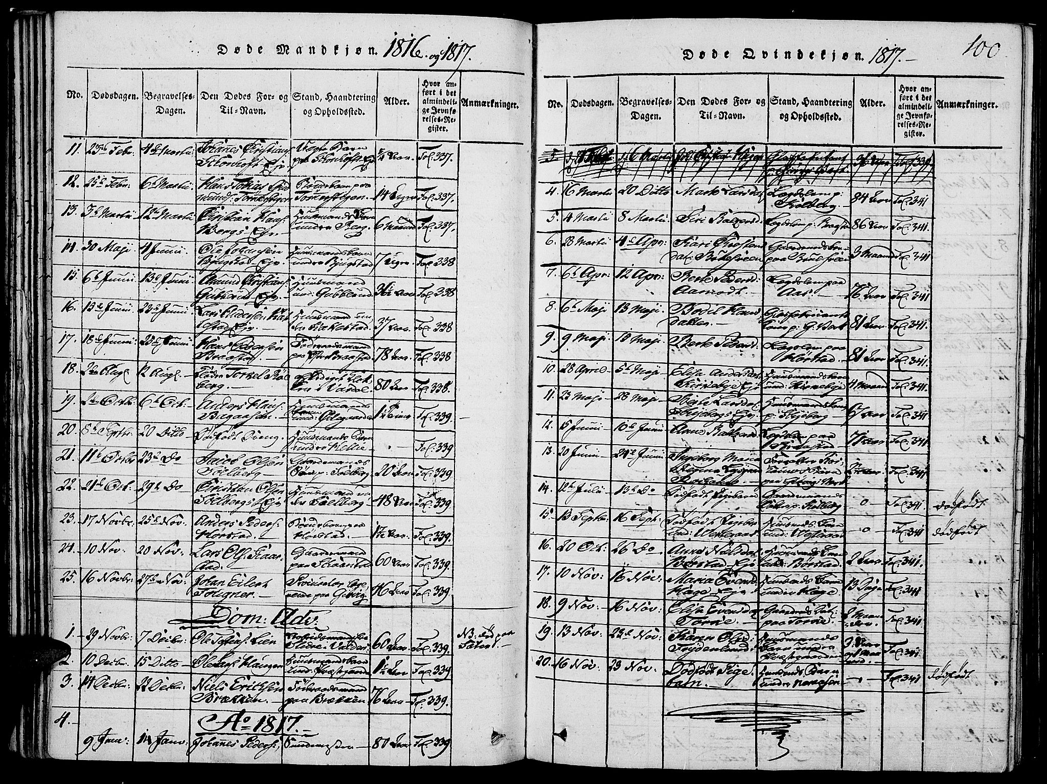 Vardal prestekontor, SAH/PREST-100/H/Ha/Haa/L0004: Parish register (official) no. 4, 1814-1831, p. 100