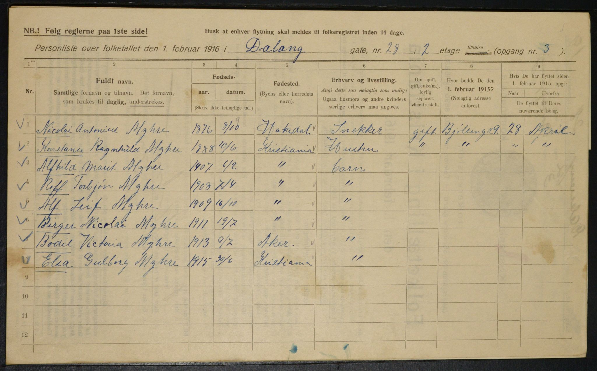 OBA, Municipal Census 1916 for Kristiania, 1916, p. 17699