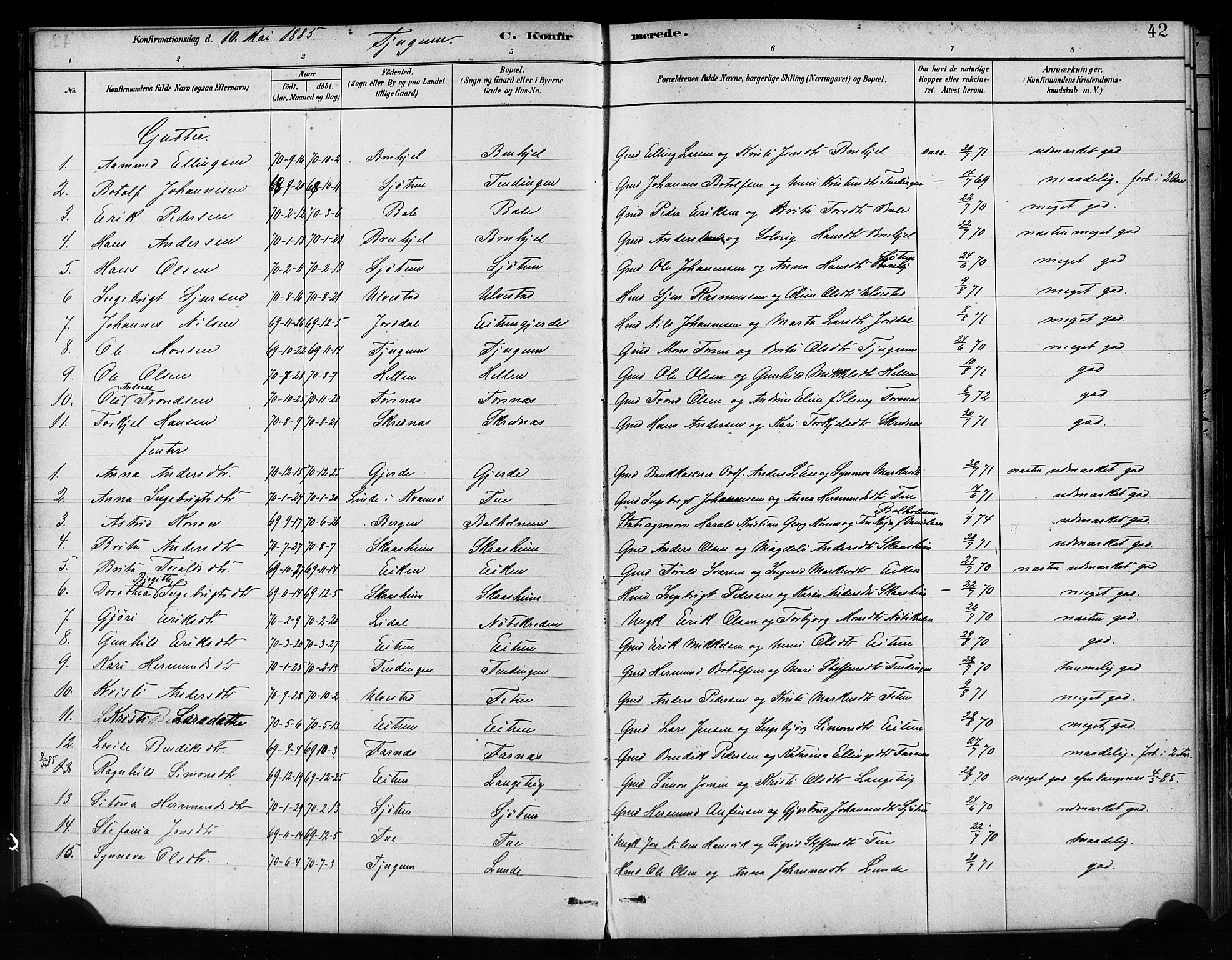 Balestrand sokneprestembete, AV/SAB-A-79601/H/Haa/Haaa/L0004: Parish register (official) no. A 4 / 1, 1879-1888, p. 42