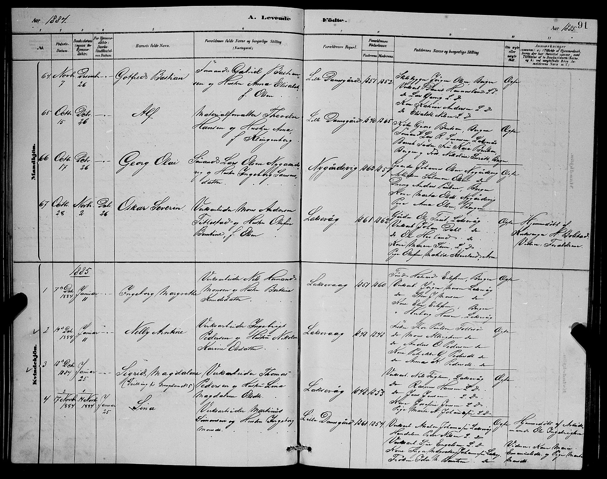 Laksevåg Sokneprestembete, SAB/A-76501/H/Ha/Hab/Haba/L0002: Parish register (copy) no. A 2, 1877-1887, p. 91